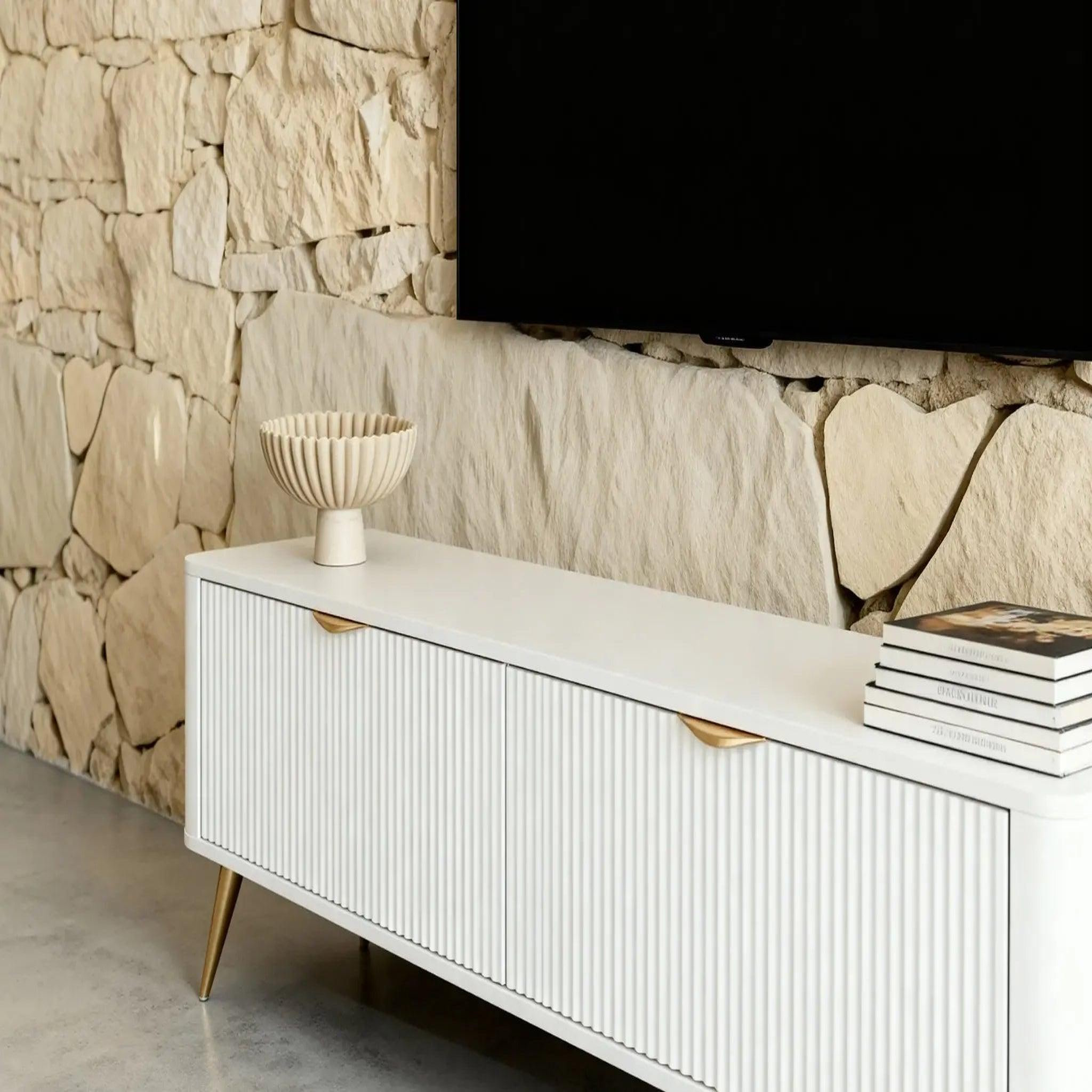 Voir la diapositive 5 : CASANOVA PARIS Joudy mini - mini meuble tv 163cmeffet rainuré