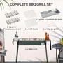 OUTSUNNY Barbecue à charbon portable - 2 grilles, 2 paniers latéraux - dim. 77L x 30l x 70H cm - acier émaillé vert