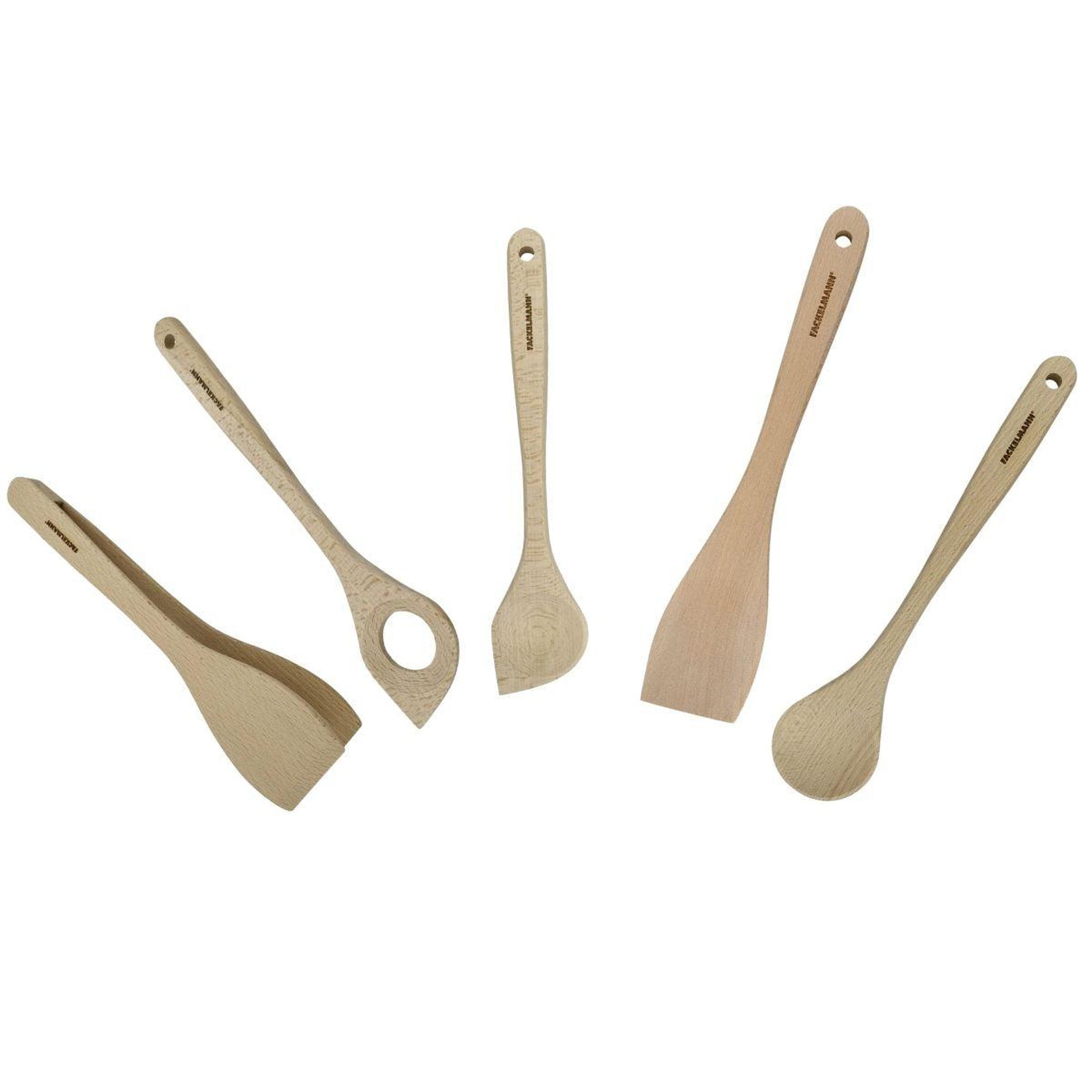 Fackelmann Ensemble de pince, spatule et cuillères en bois fsc fackelmann nature