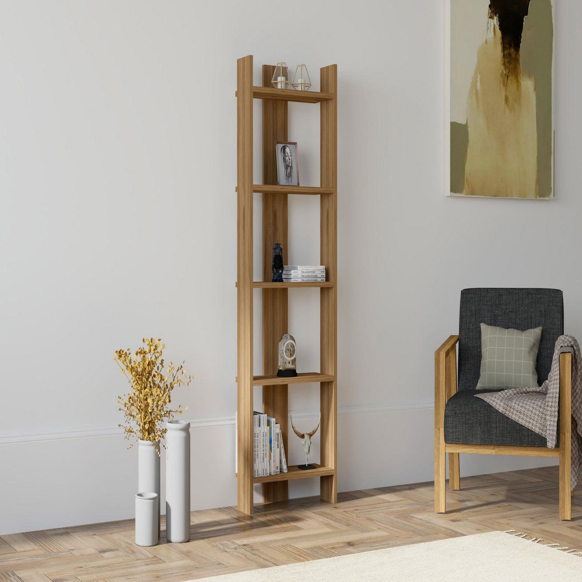 Habitat et Jardin Bibliothèque en bois  Virba  - 52 x 22 x 149 cm - Noyer