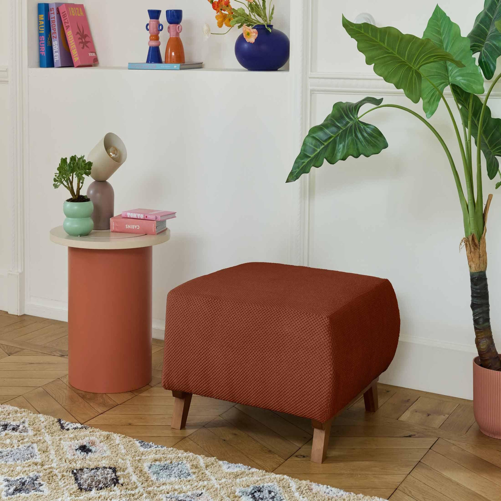 Voir la diapositive 5 : BEST MOBILIER Cristal - pouf modulable - 65 cm - en velours texturé