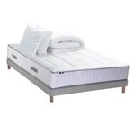 IDLITERIE Pack complet avec matelas 28 cm BELLAGIO 2, sommier, oreillers et couette. Coloris disponibles : Gris