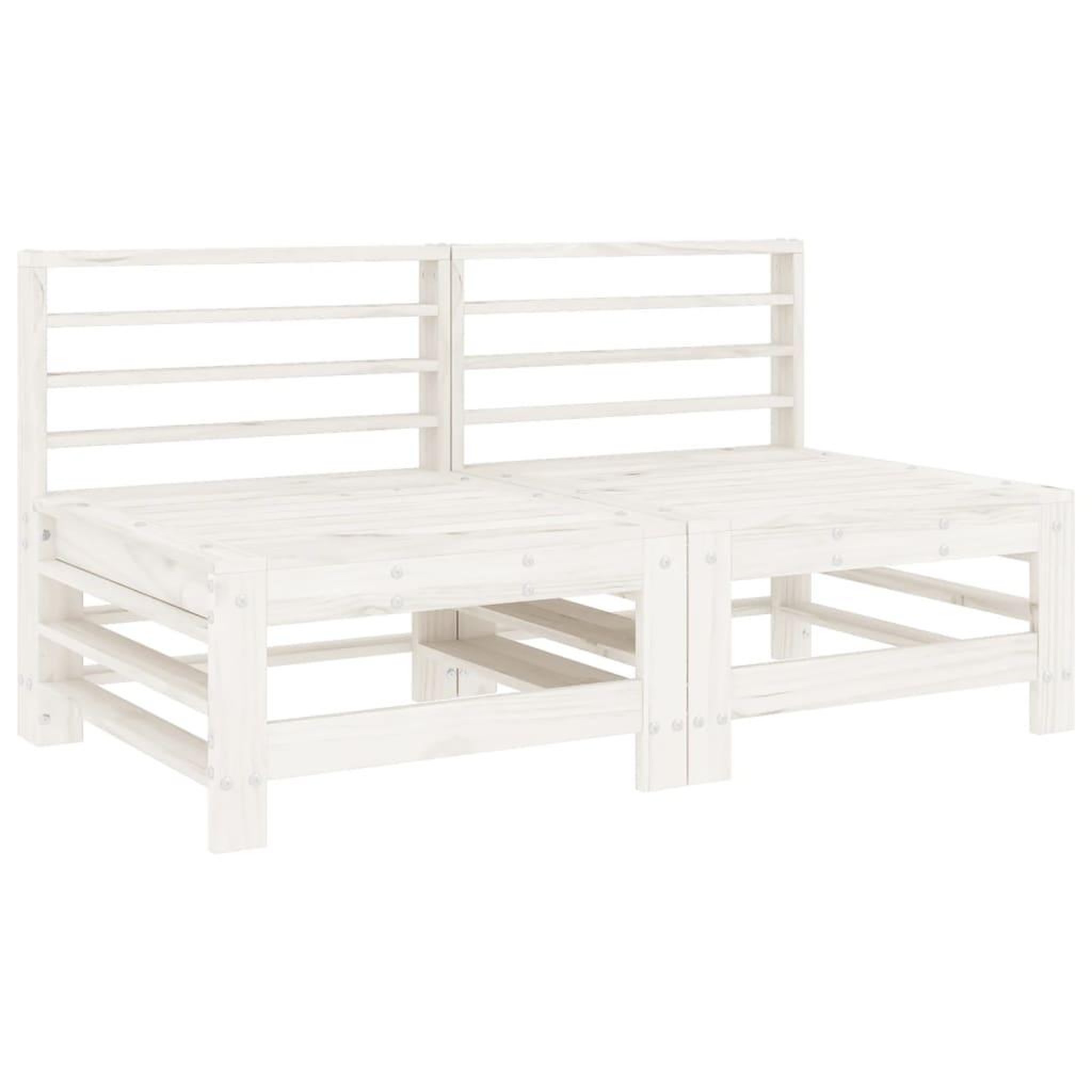 Voir la diapositive 3 : VIDAXL Salon de jardin 7 pcs Blanc Bois de pin massif