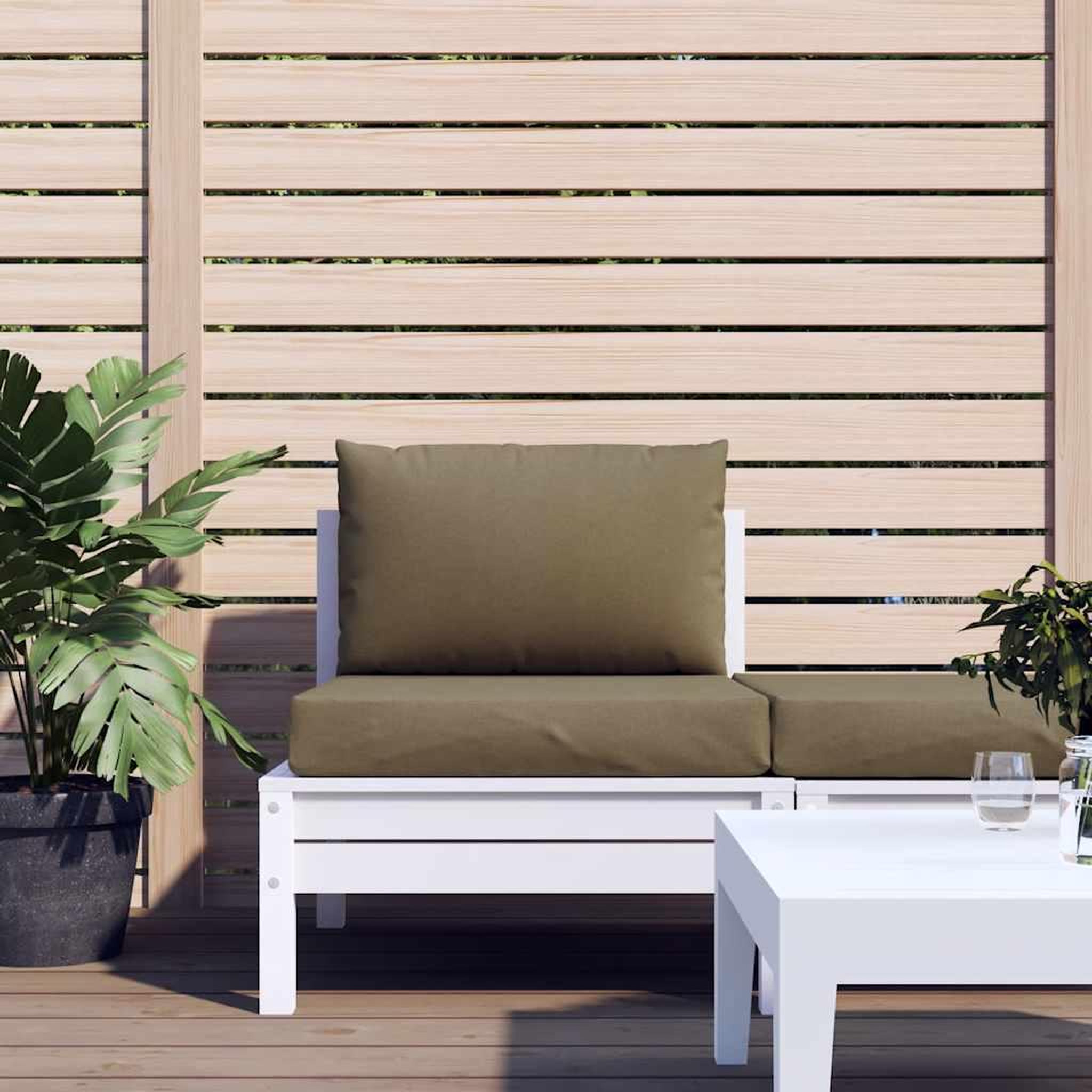 Voir la diapositive 3 : VIDAXL Coussins de palette lot de 2 taupe melange tissu
