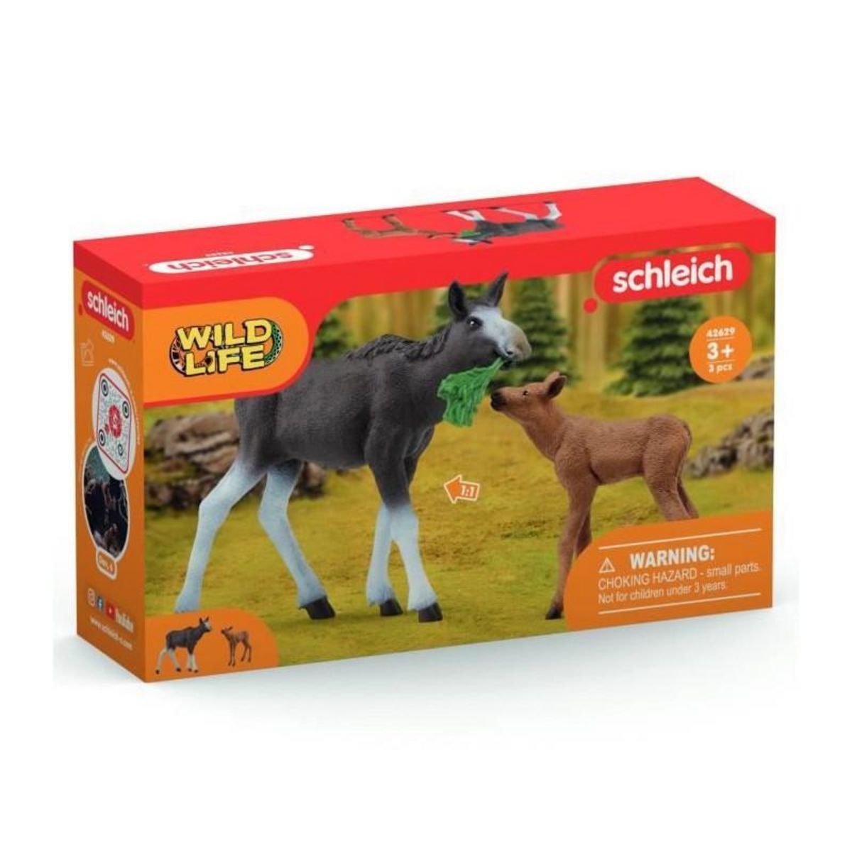 Schleich Figurines Élan Femelle avec Veau, animaux sauvages, Schleich 42629 Wild Life, Pour enfant des 3 ans