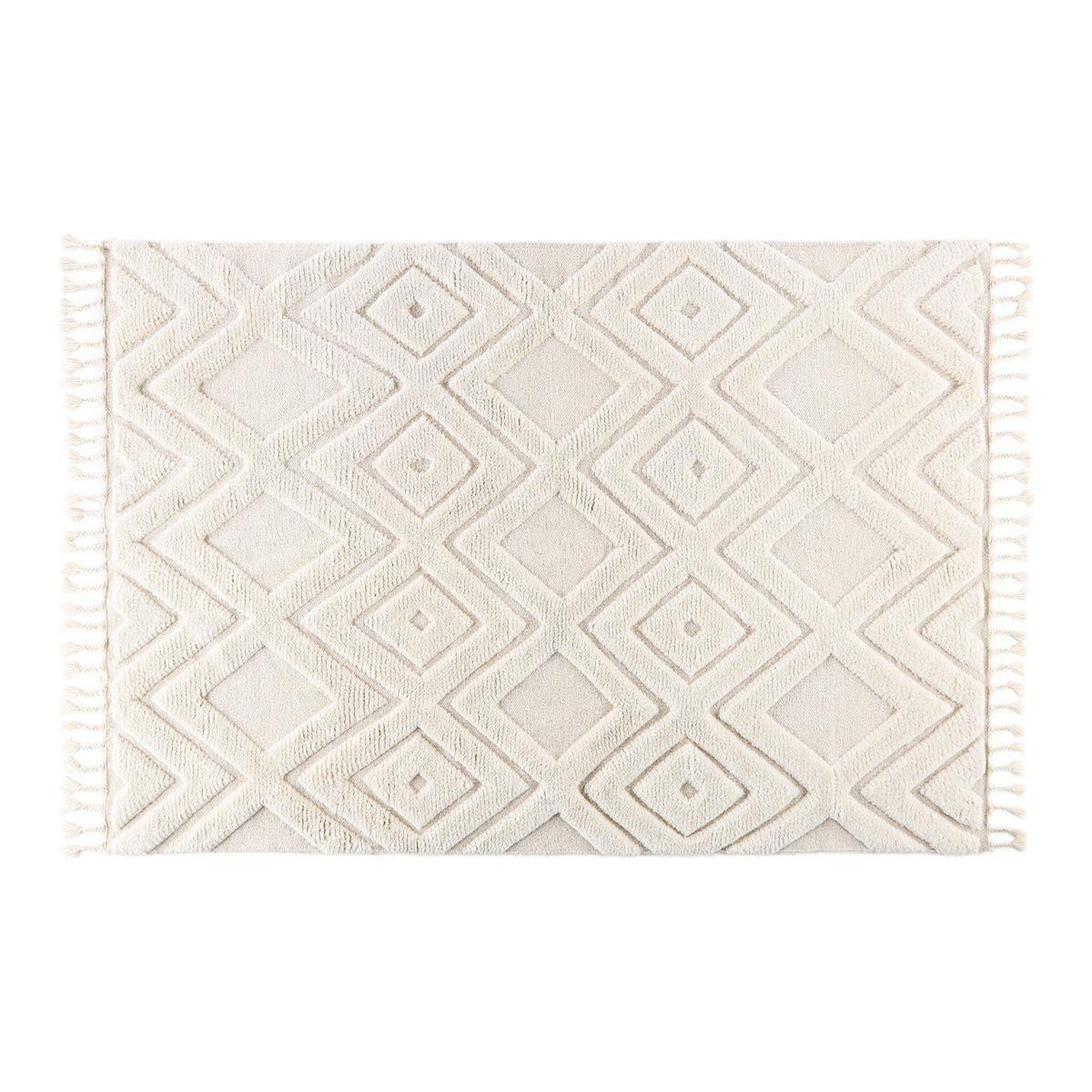 Voir la diapositive 1 : Paris Prix Tapis déco en laine  dahlia  200x300cm blanc