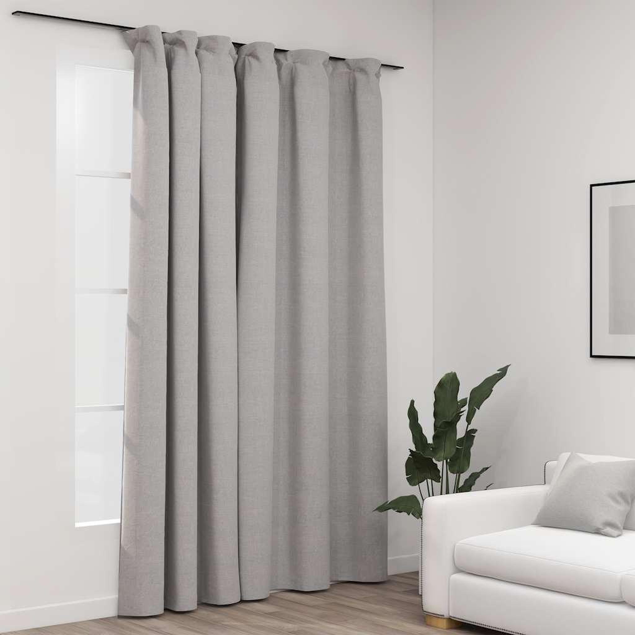 VIDAXL Rideau occultant d'aspect de lin avec crochets Gris 290x245 cm