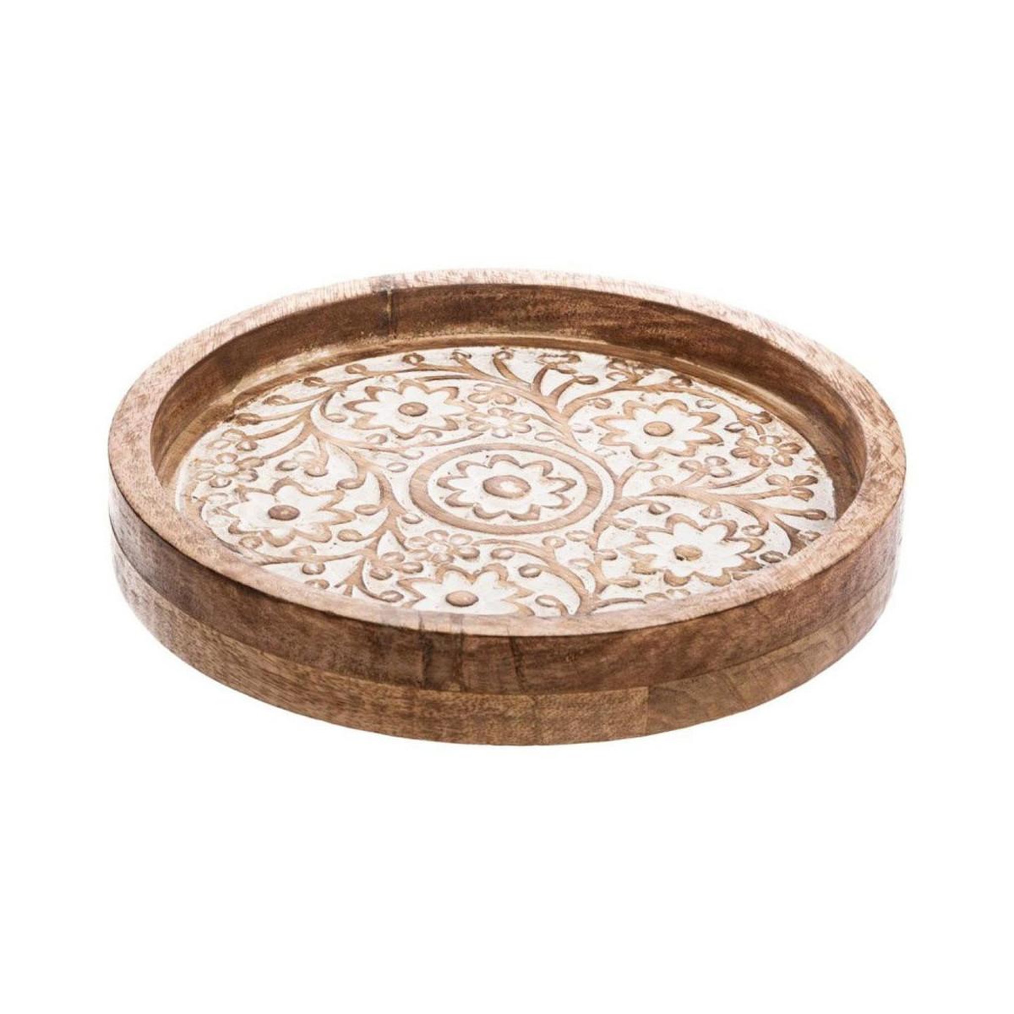 Voir la diapositive 2 : ATMOSPHERA Lot de 2 plateaux en bois  ritual  35cm naturel