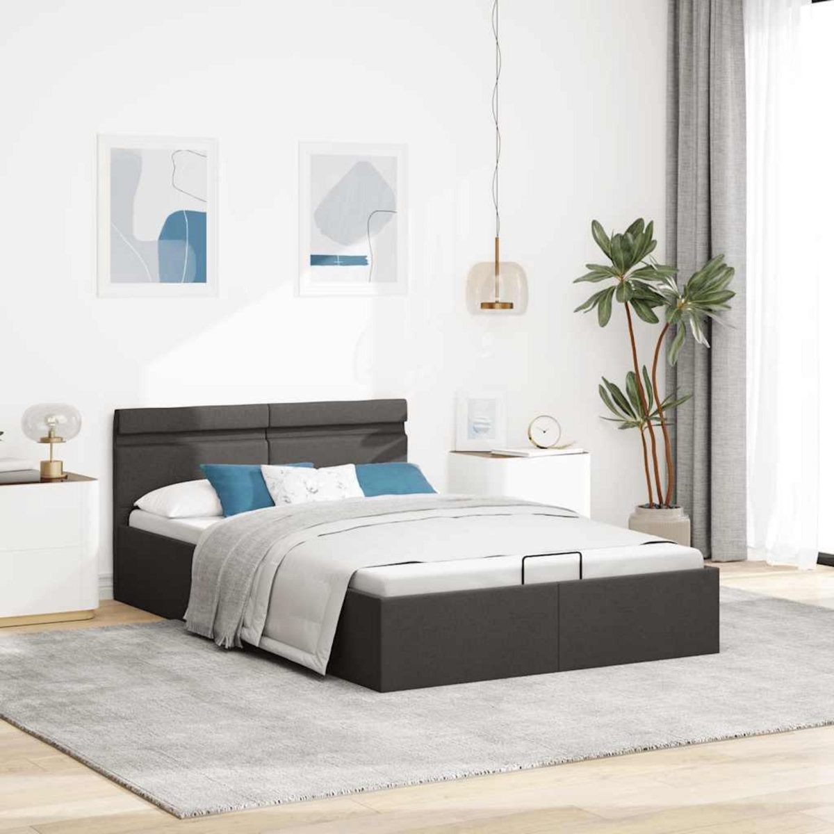 VIDAXL Cadre de lit a rangement hydraulique sans matelas 140x200 cm