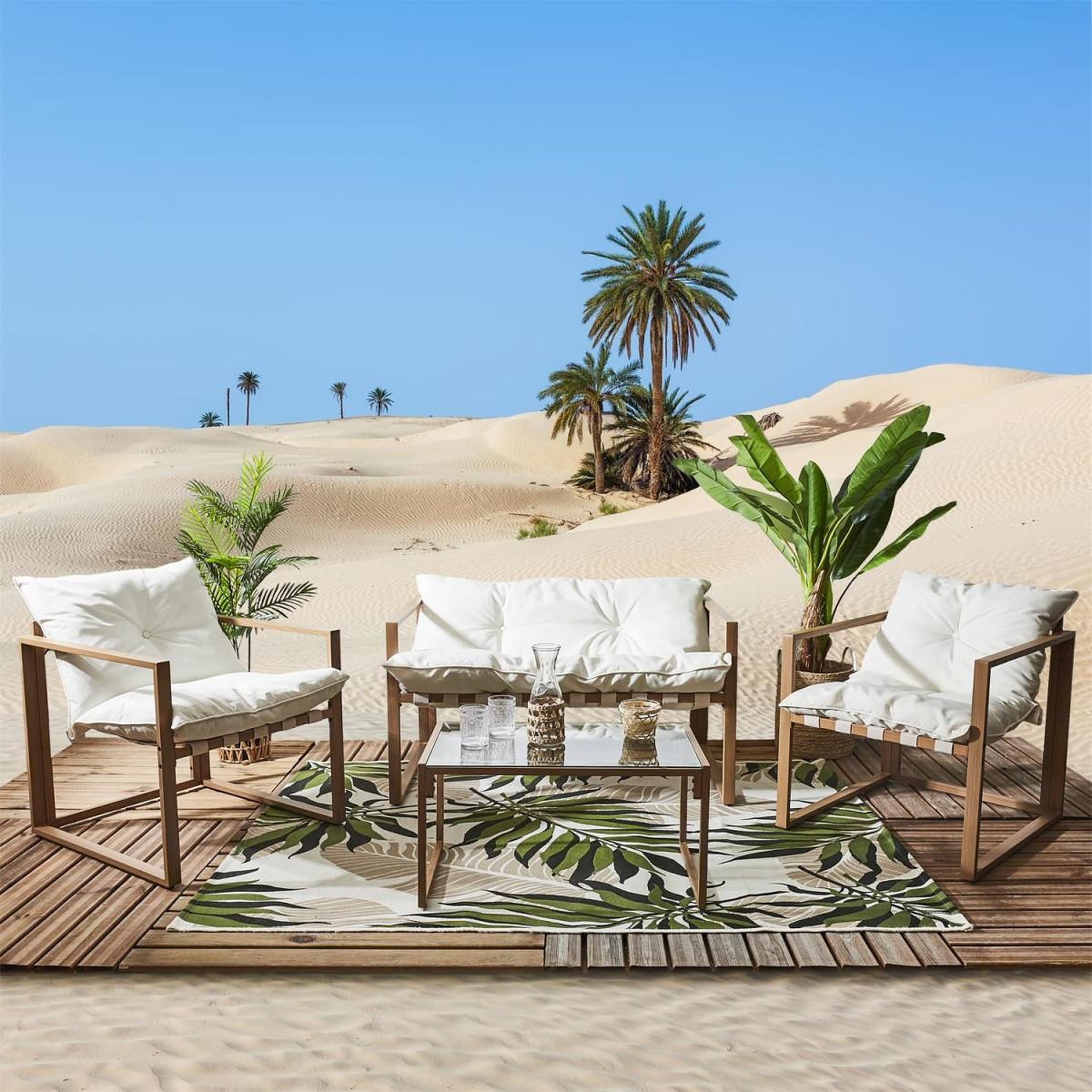 Voir la diapositive 6 : The Home Deco Factory Salon de jardin 4 places  cagliari  118cm blanc