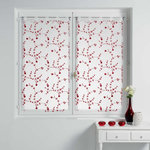 Paris Prix Paire de Voilages  Petite Fleur  60x120cm Blanc & Rouge