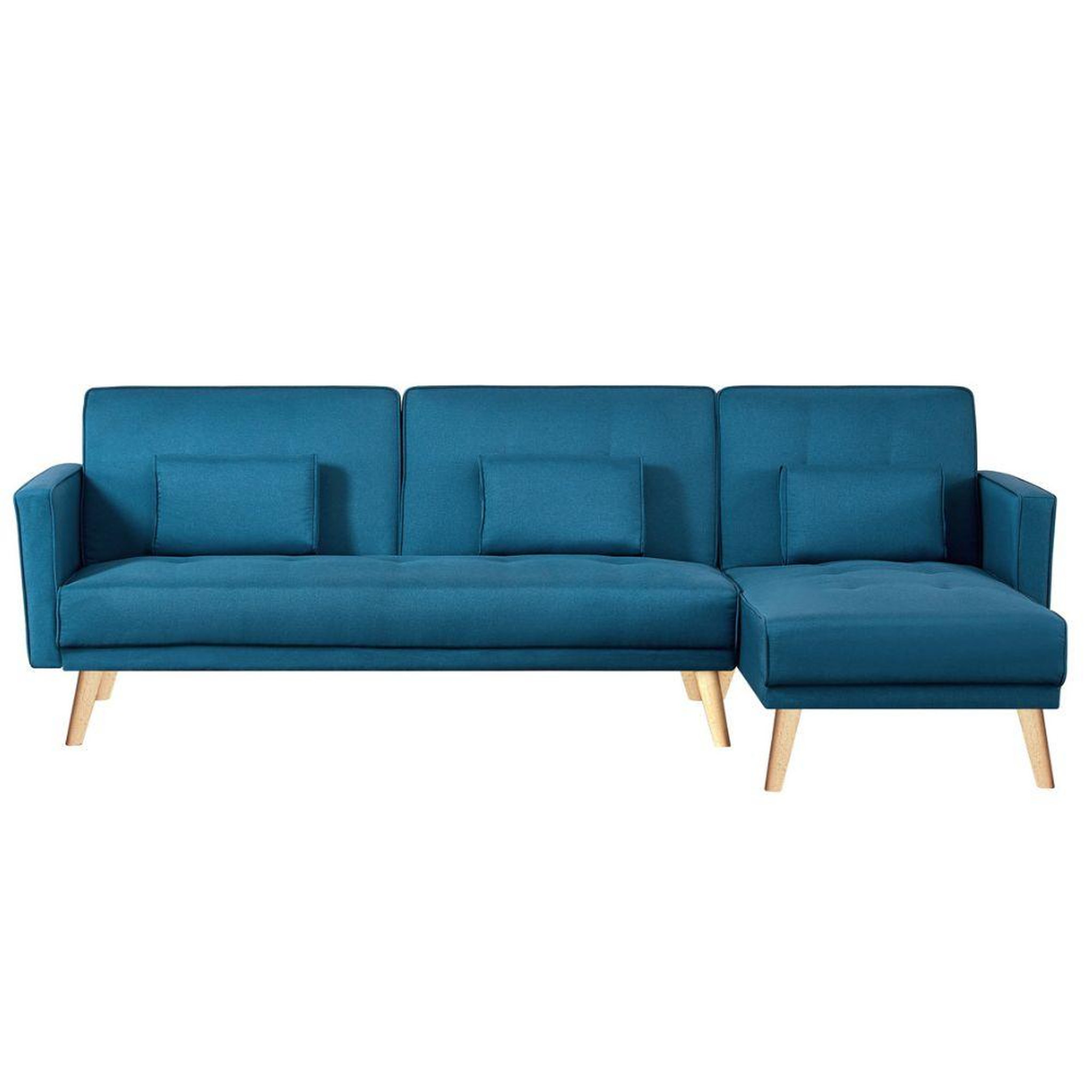 Voir la diapositive 1 : CONCEPT USINE Canapé d'angle réversible et convertible 4 places en tissu bleu canard GRACE