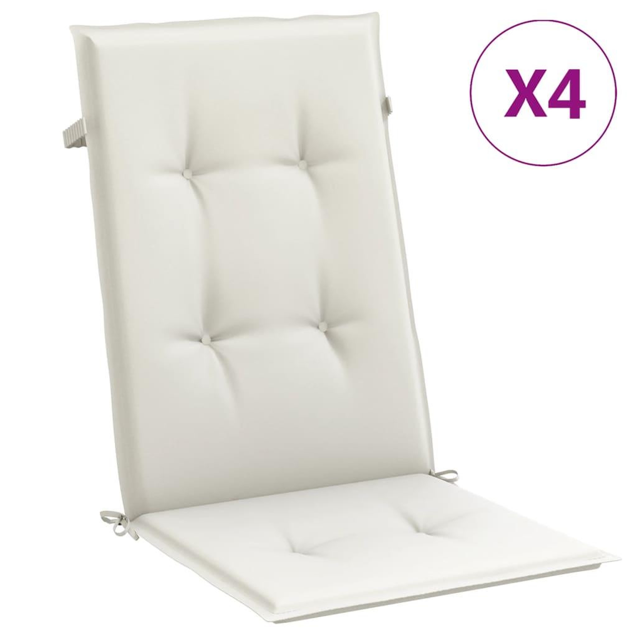 Voir la diapositive 2 : VIDAXL Coussins de chaise a dossier haut lot de 4 creme melange tissu