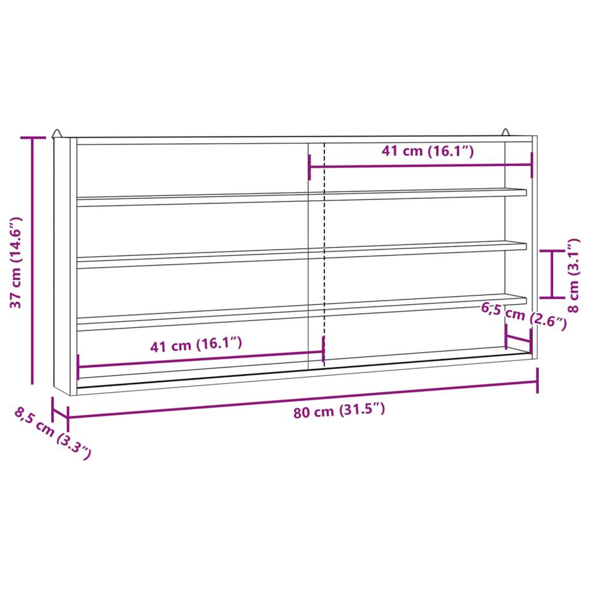 Voir la diapositive 6 : VIDAXL Vitrine de collection en bois avec portes 80x8,5x37 cm