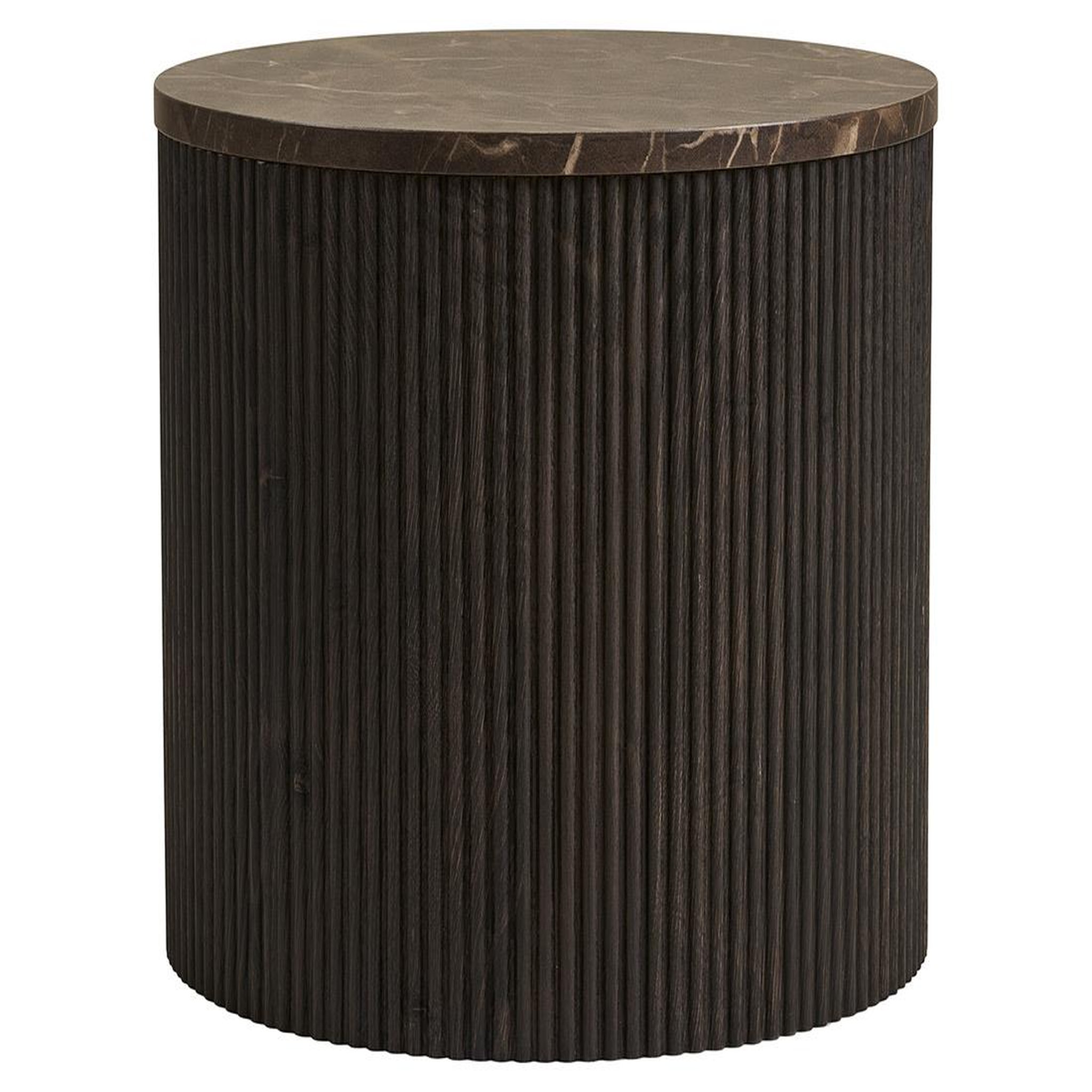Voir la diapositive 3 : BEST MOBILIER Finn - bout de canapé plateau effet marbre et pieds en tasseaux de bois en fsc  100% - 40 cm