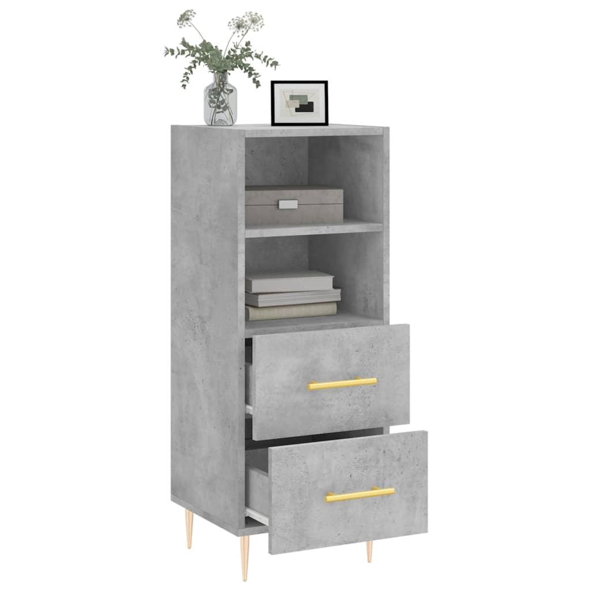 Voir la diapositive 4 : VIDAXL Buffet Gris beton 34,5x34x90 cm Bois d'ingenierie