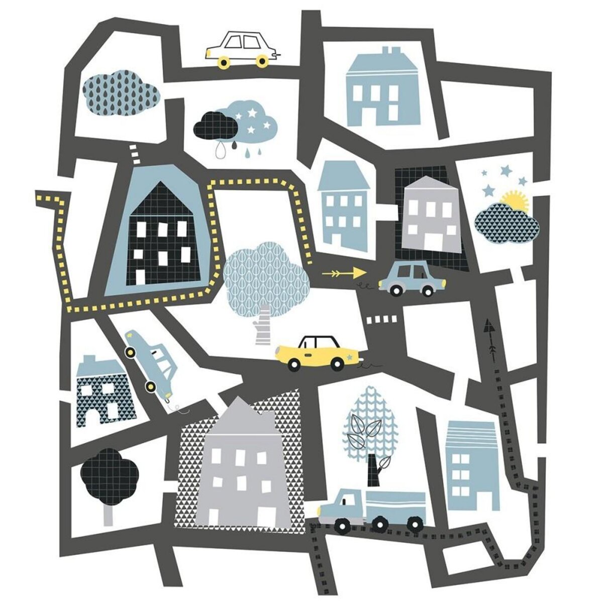 ATMOSPHERA Housse de couette enfant 140x200 Route + taie coton 57 fils