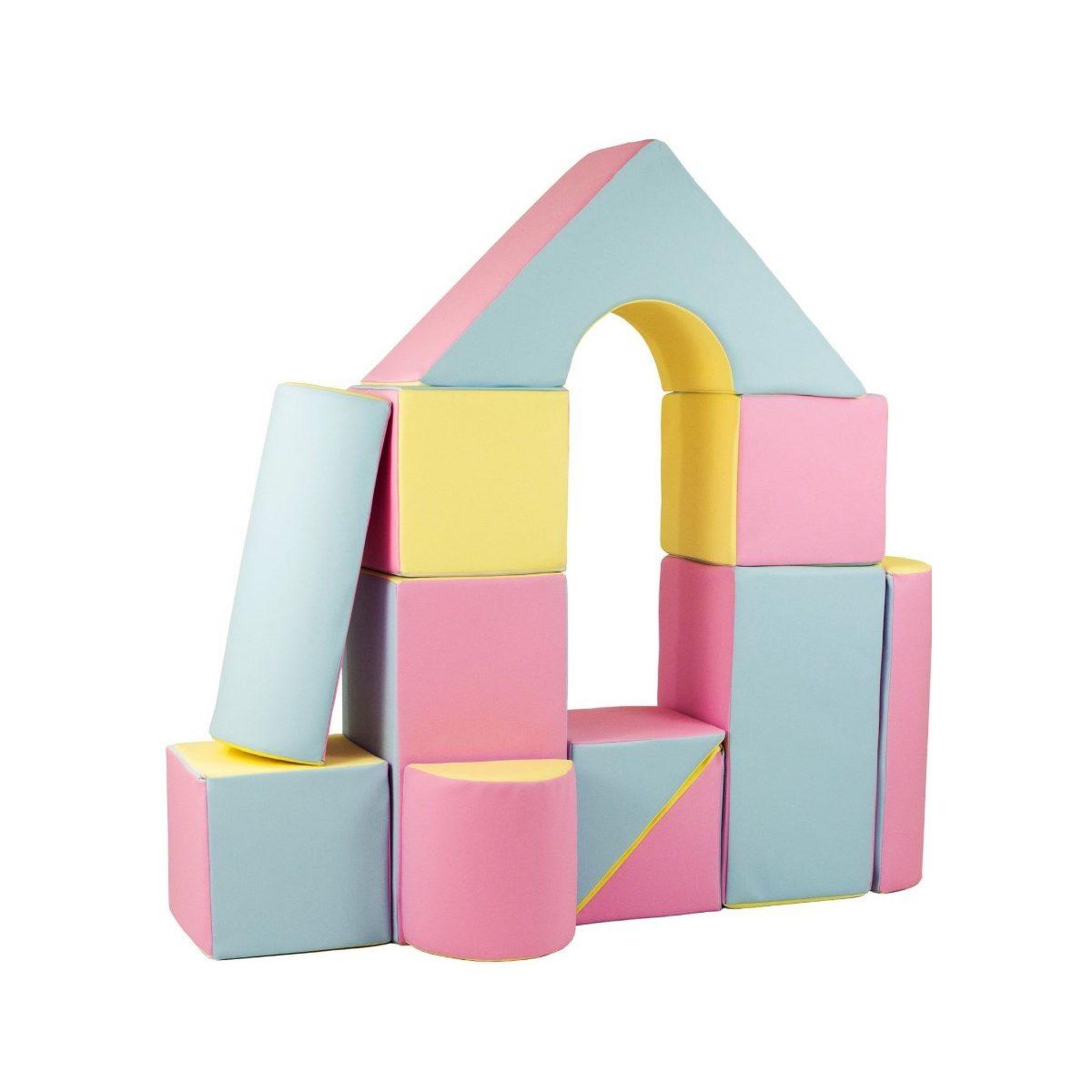 Voir la diapositive 5 : VELINDA Set de 15 blocs en mousse le jeu rose bleu jaune pastel