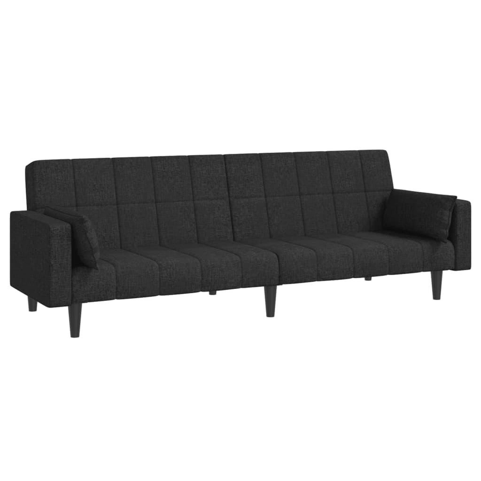 Voir la diapositive 2 : VIDAXL Canape-lit a 2 places avec deux oreillers noir tissu