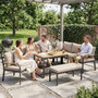 Voir la diapositive 2 : OUTSUNNY Salon de jardin d'angle table à manger 7 personnes 7 pièces