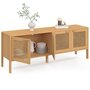 Voir la diapositive 4 : ID MARKET Buffet bas 160 cm EDHEN 4 portes bois et cannage