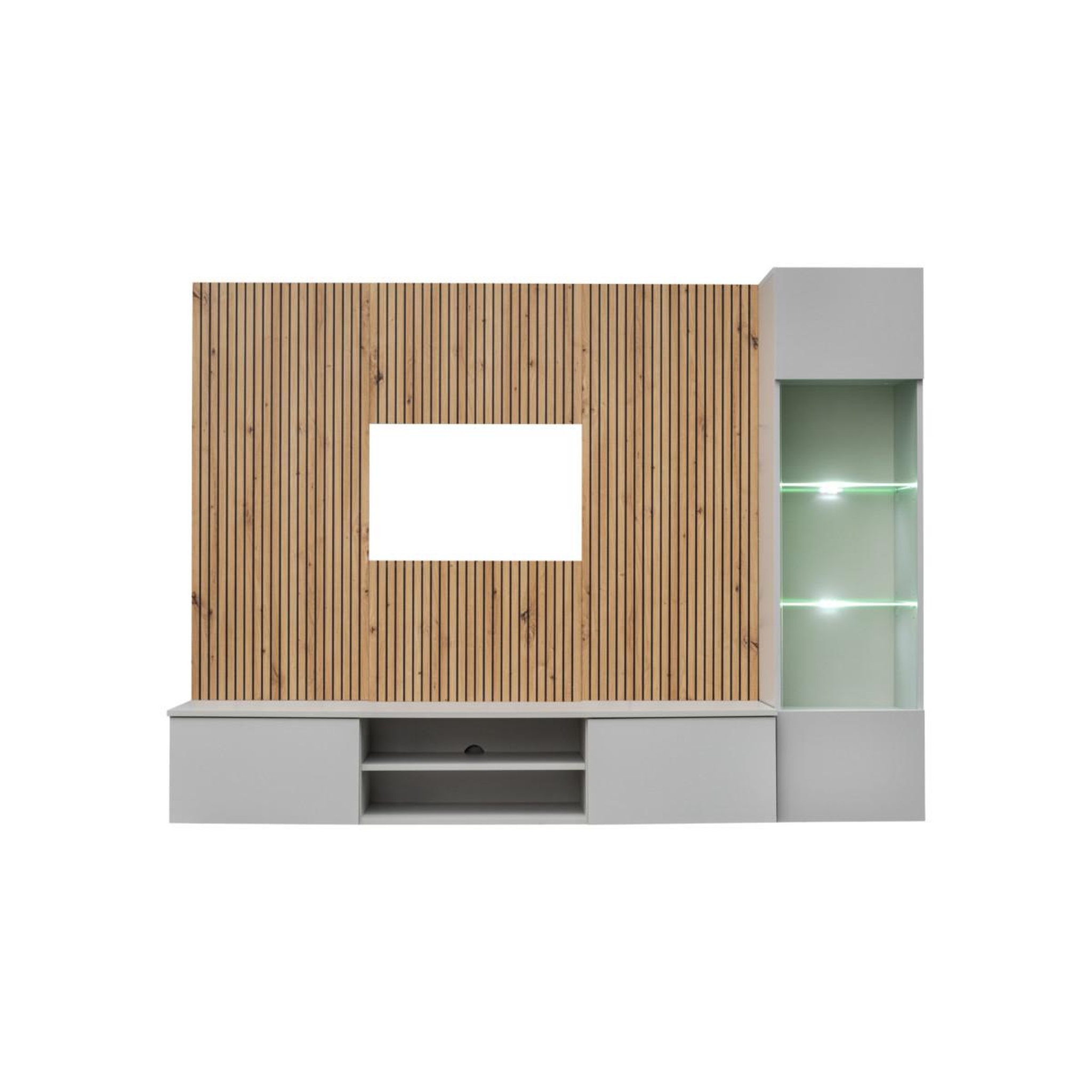 Voir la diapositive 2 : Paris Prix Ensemble meuble tv rayure  xari  200cm naturel & gris perle