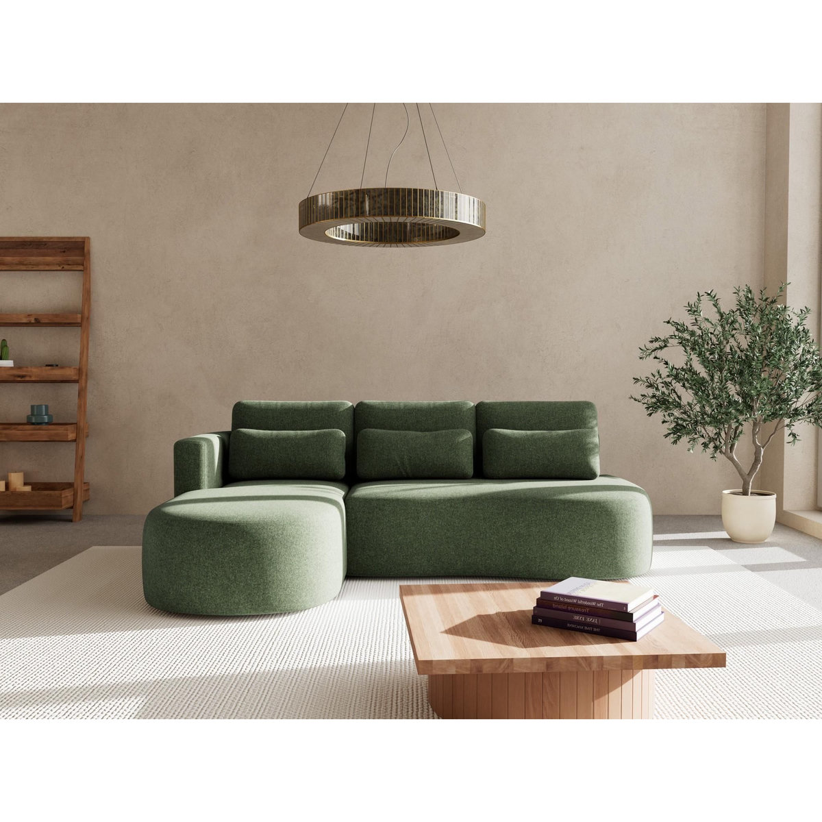 LISA DESIGN Mahina - canapé d'angle gauche 4 places convertible avec coffre en tissu texturé