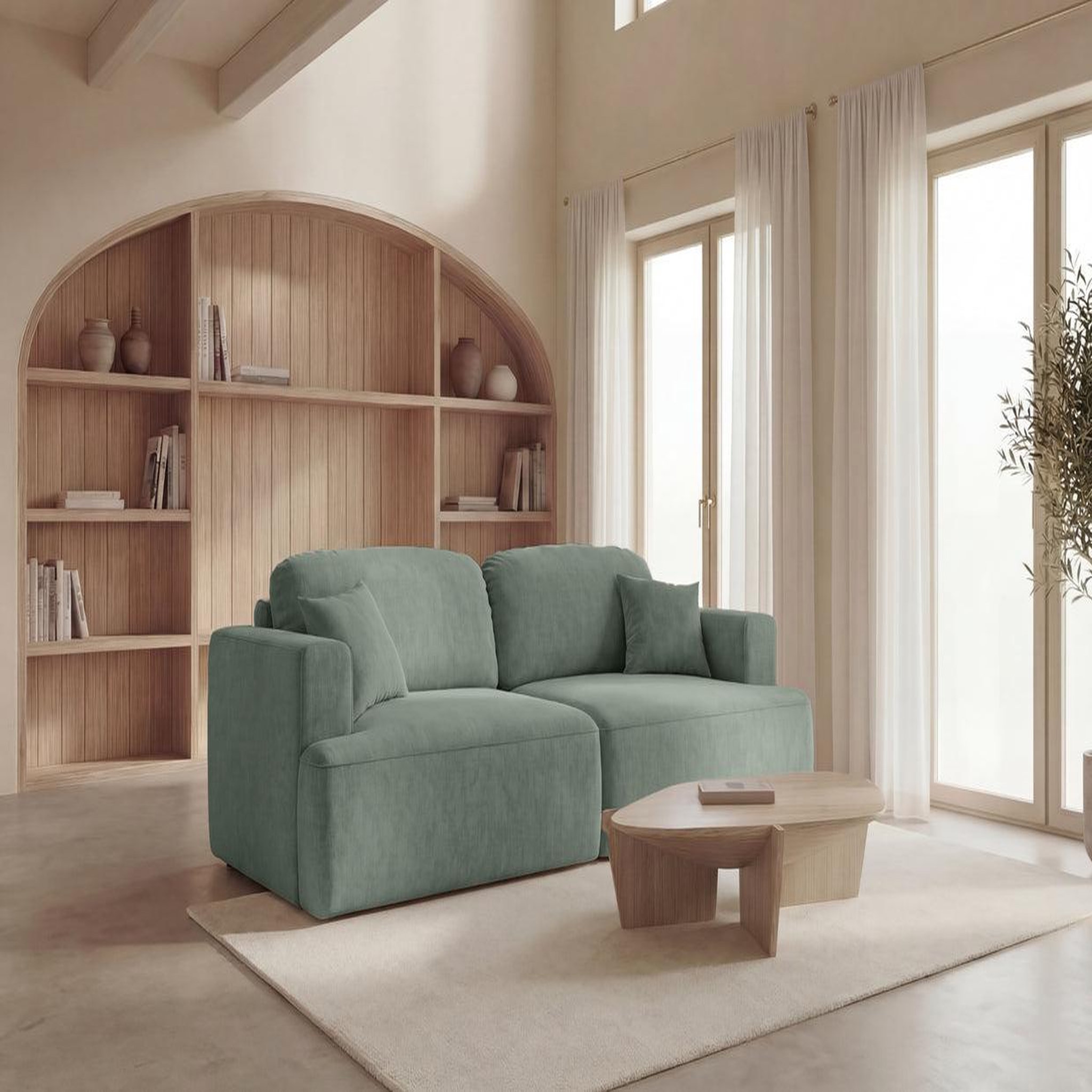Voir la diapositive 2 : CASANOVA PARIS Chiara - canapé droit convertible tissu velours 3 places