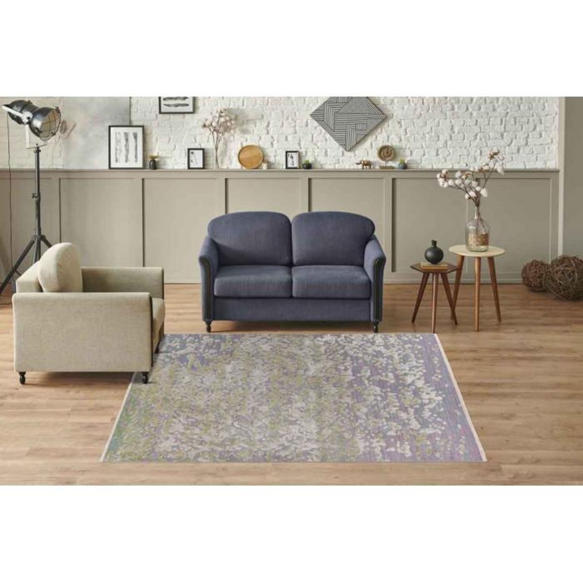 Paris Prix Tapis Tissé Oriental à Poils Plats  Dilan  Vert