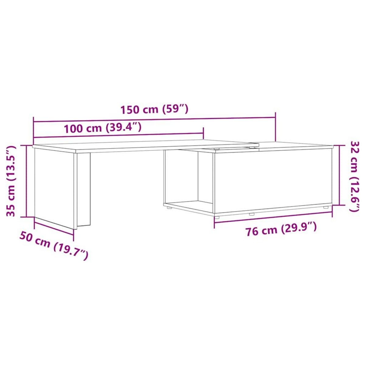 VIDAXL Table basse vieux bois 150x50x35 cm bois d'ingenierie
