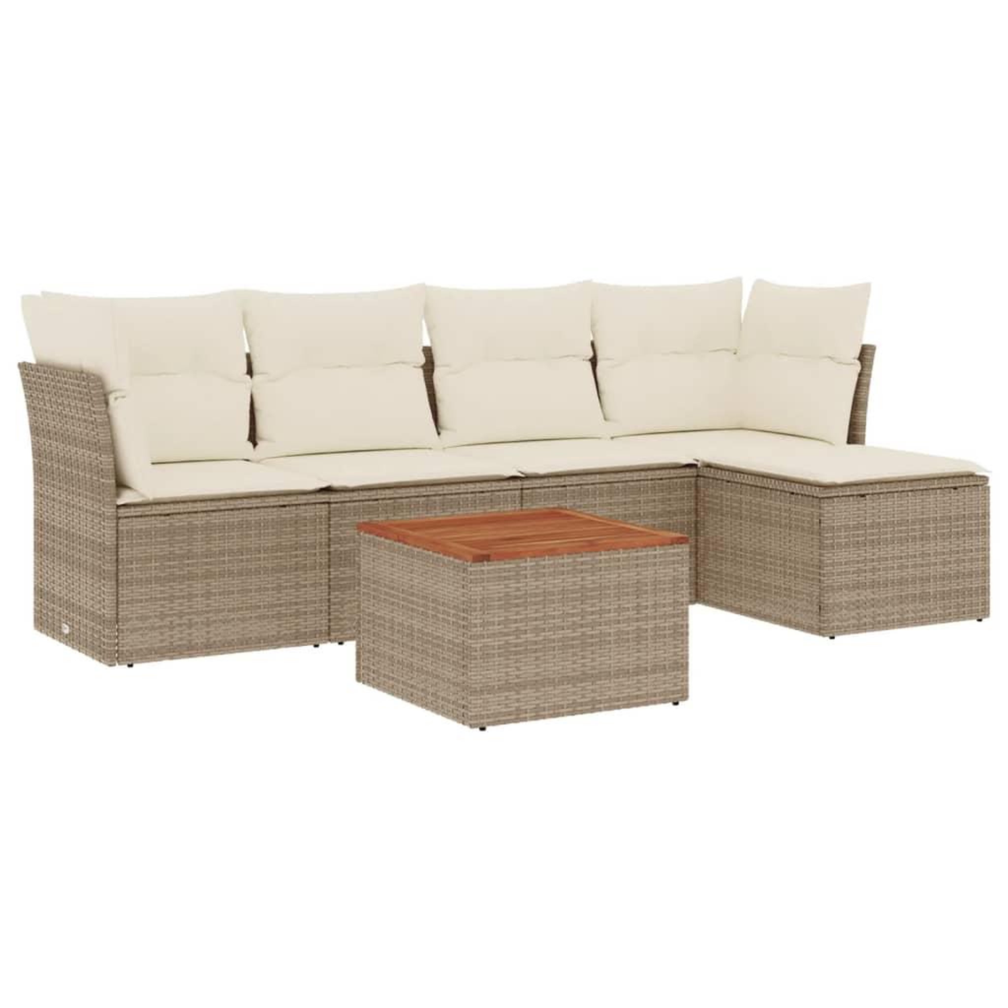 VIDAXL Salon de jardin avec coussins 6 pcs beige resine tressee