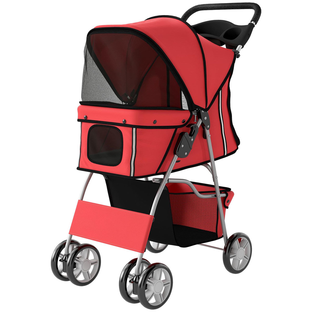 PAWHUT Poussette buggy pliable pour chiens tissu 600D Oxford imperméable 4 roues gris clair