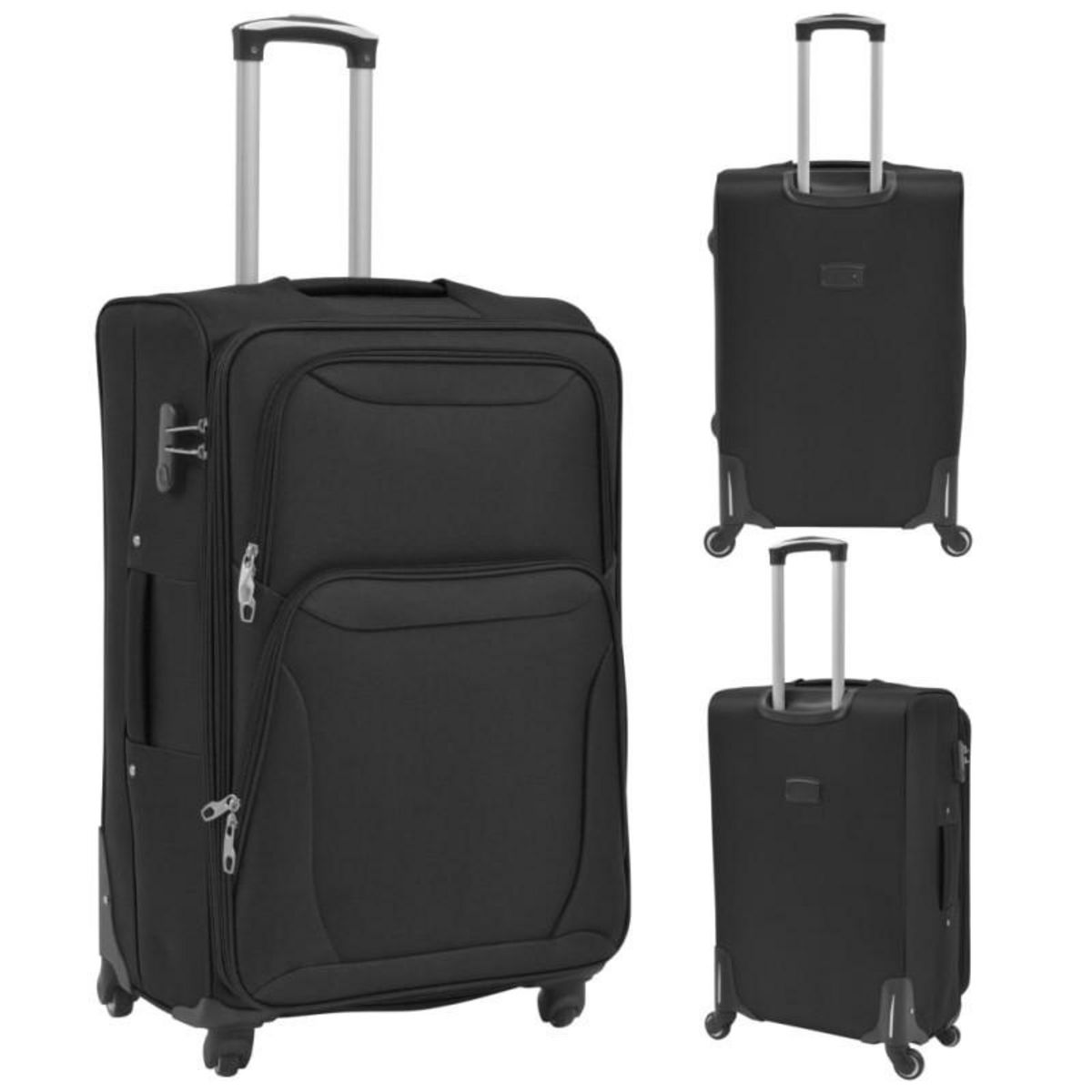 VIDAXL Ensemble de valises souples 3 pcs Noir