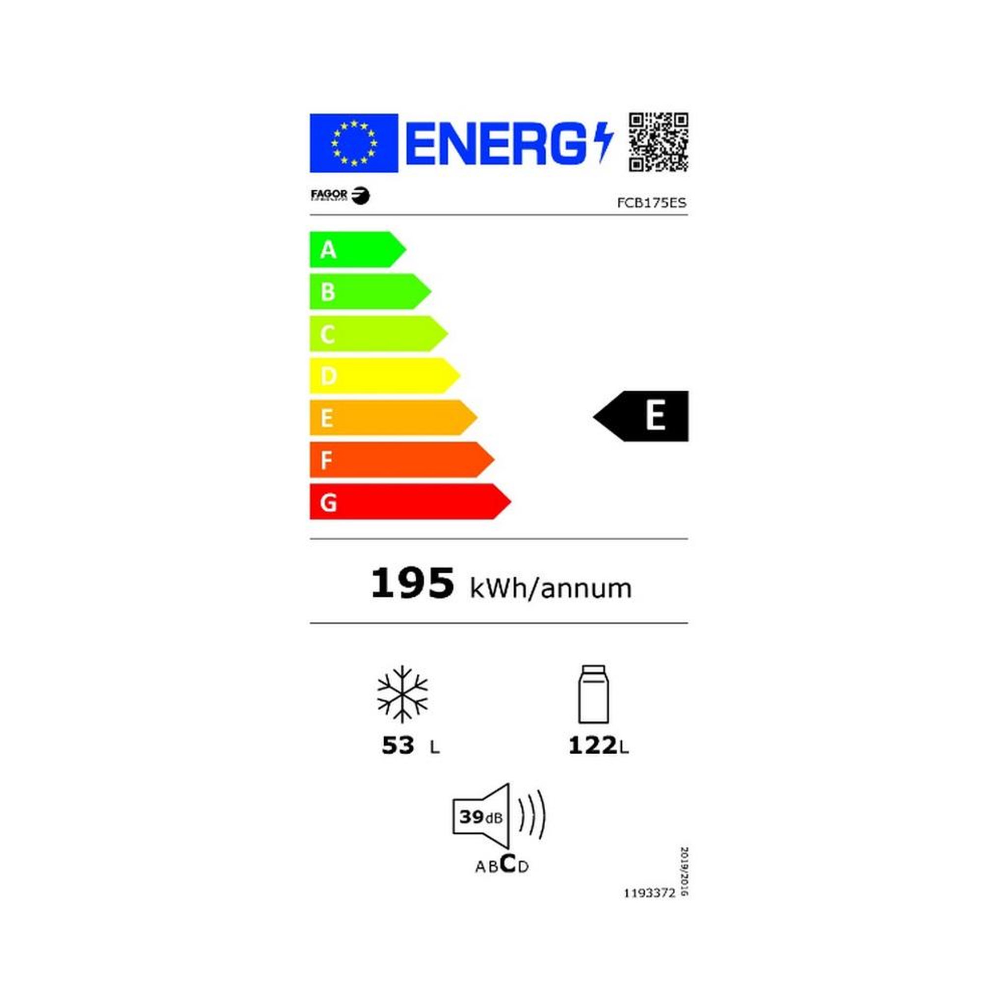 Voir la diapositive 2 : Fagor Réfrigérateur combiné 50cm 175l statique inox - fcb175es