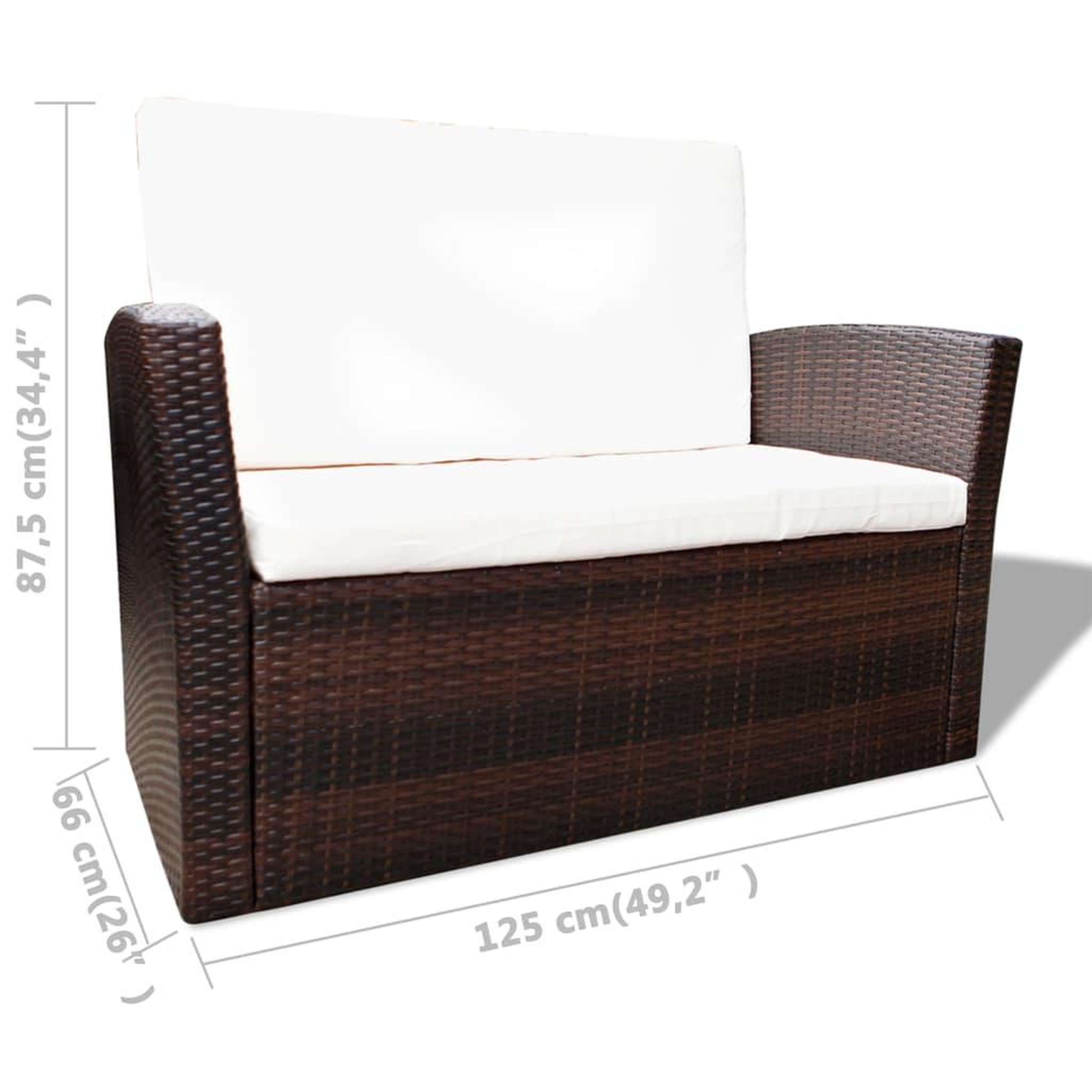 Voir la diapositive 6 : VIDAXL Salon de jardin 4 pcs avec coussins Resine tressee Marron