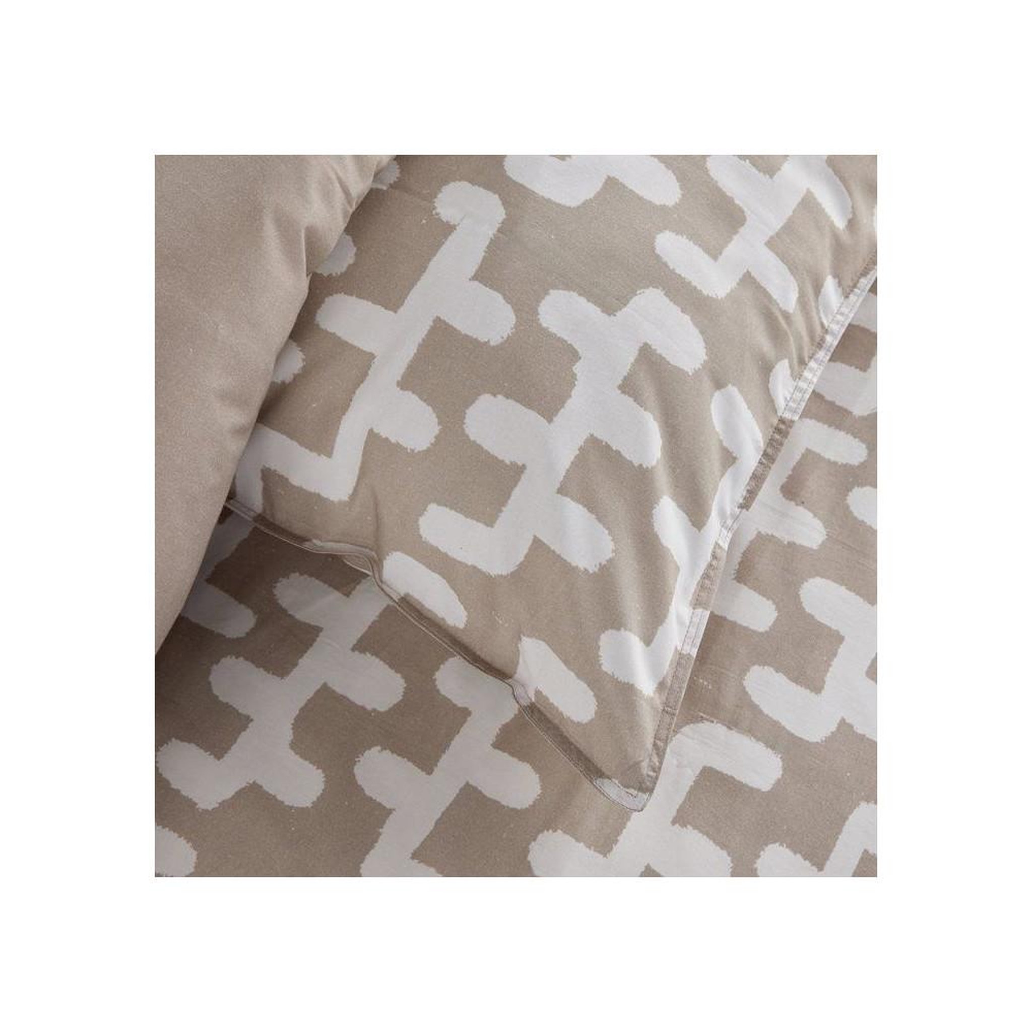 Voir la diapositive 3 : Today Parure de lit today sunshine coton beige taupe blanc imprimé réversible housse de couette 240 x 220 cm et 2 taies 63 x 63