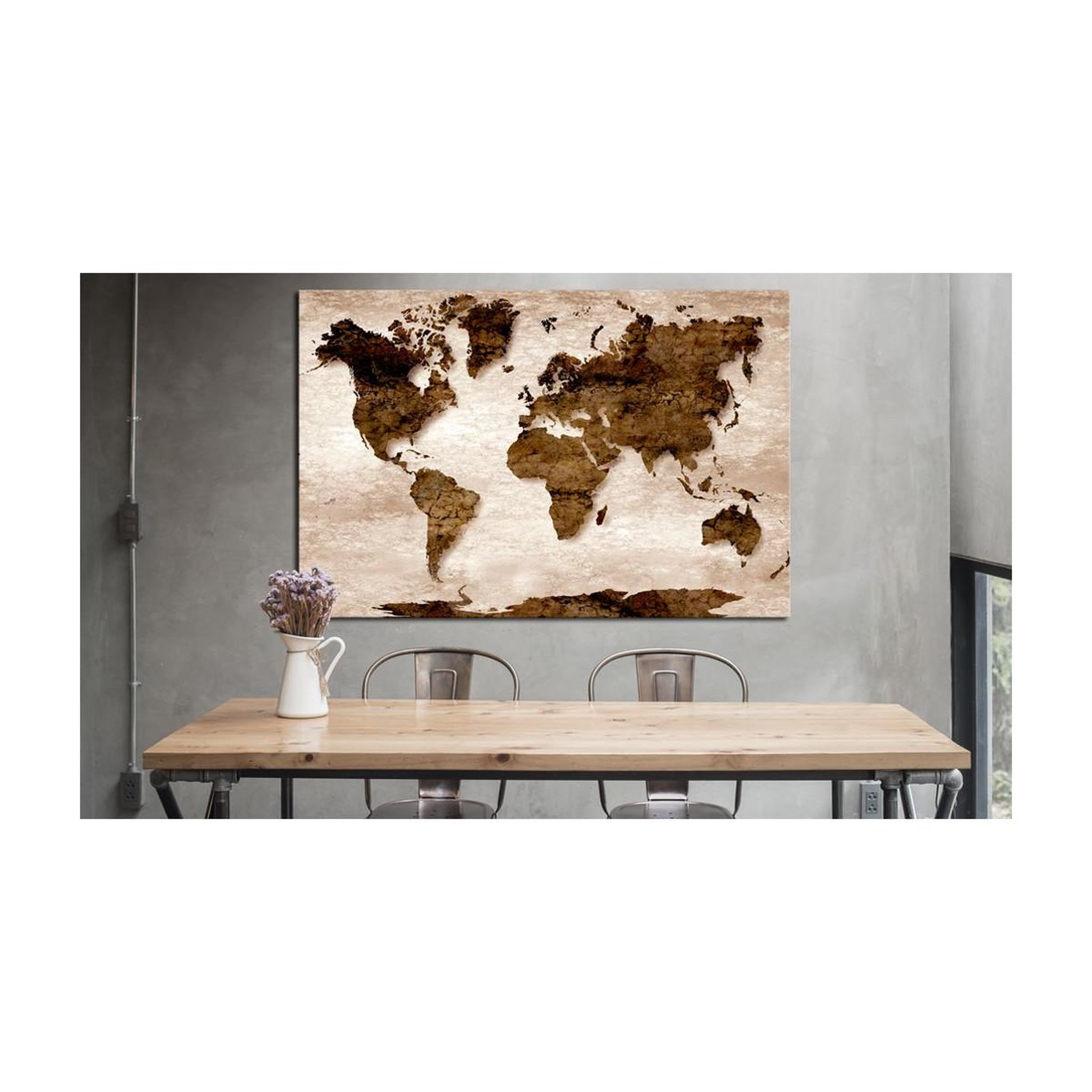 Voir la diapositive 2 : Paris Prix Tableau imprimé  world map : the brown earth  40x60cm