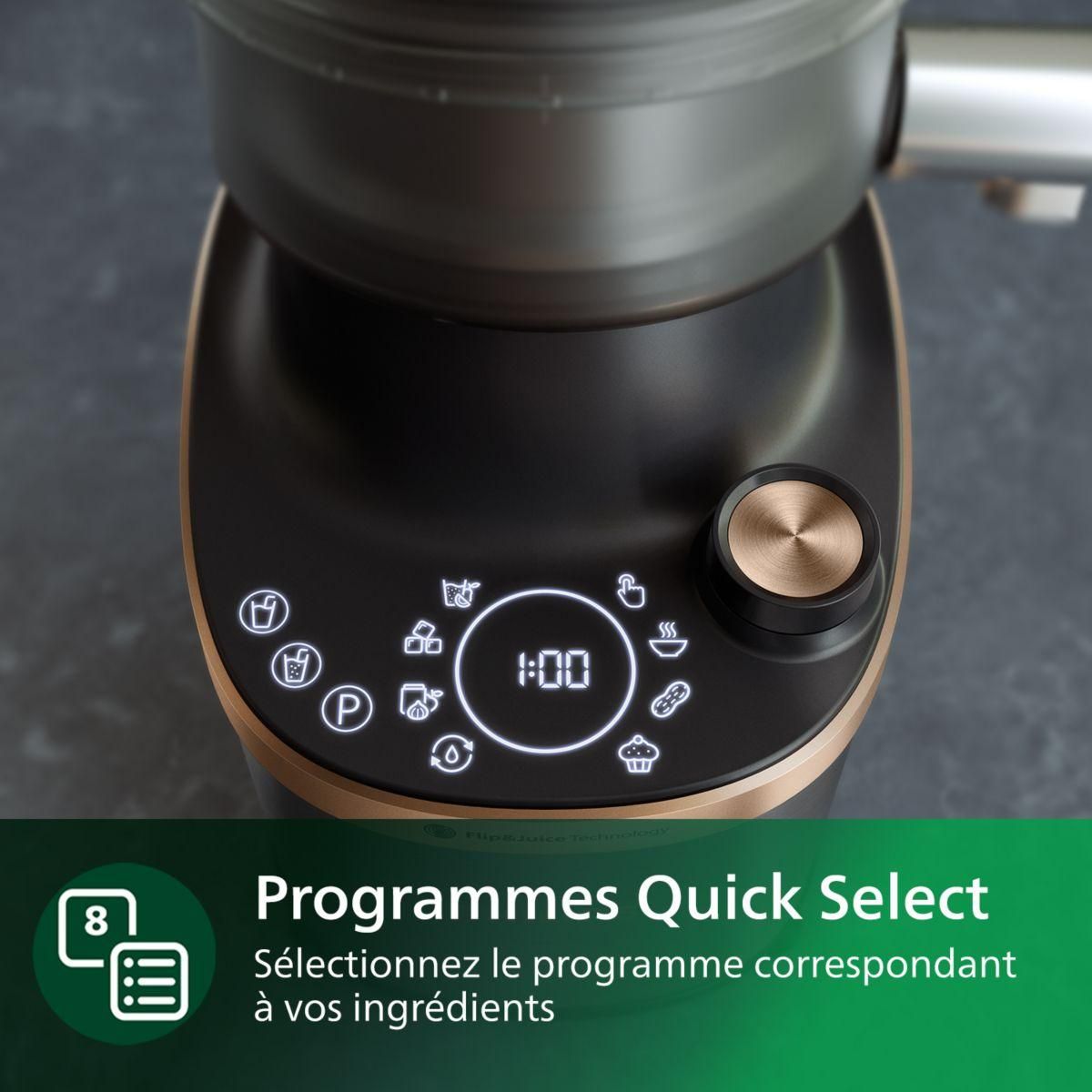 Philips Blender HR3770/00 Flip&Juice 2-1 avec extracteur de jus Série 7000 2L, 1500W