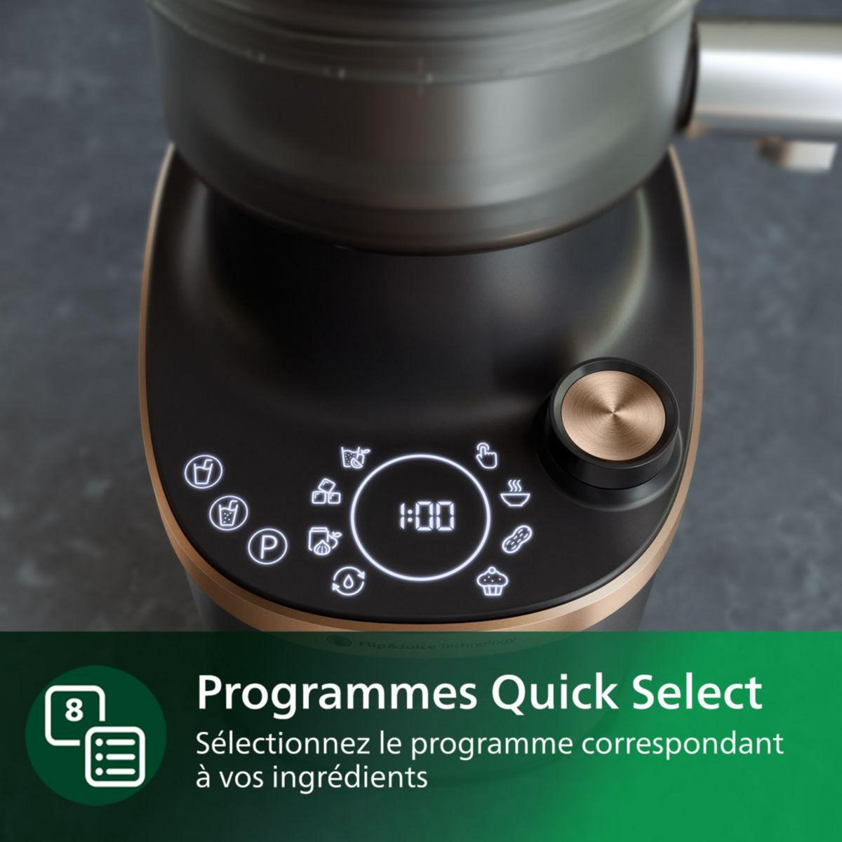 Philips Blender HR3770/00 Flip&Juice 2-1 avec extracteur de jus Série 7000 2L, 1500W