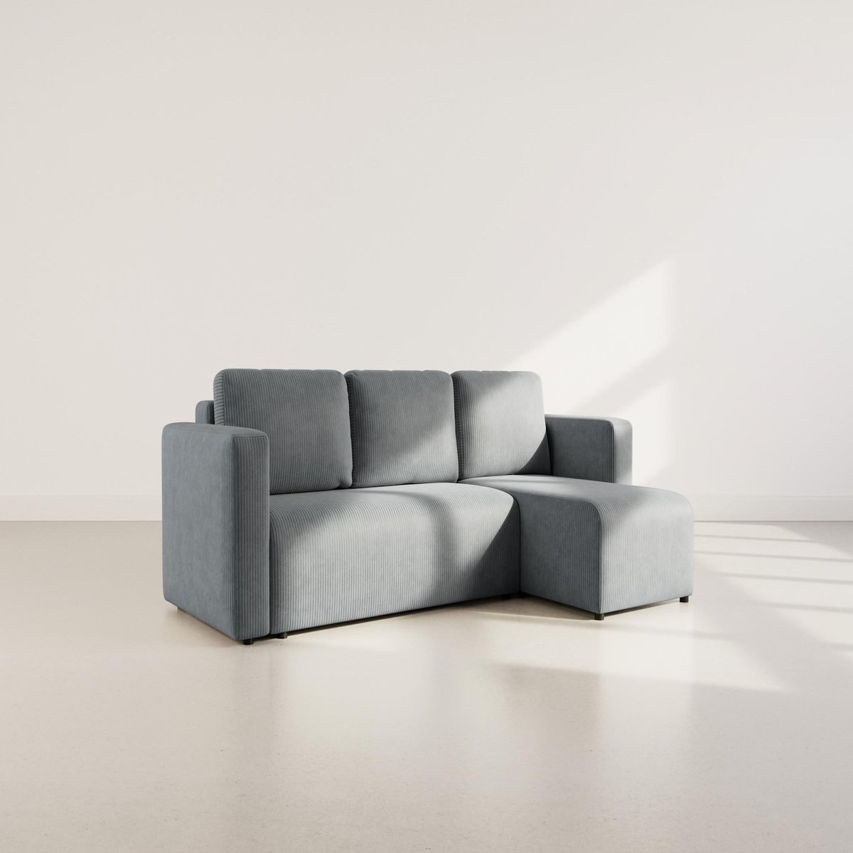 BEST MOBILIER Canopy - canapé d'angle réversible 4 places convertible avec coffre en velours côtelé