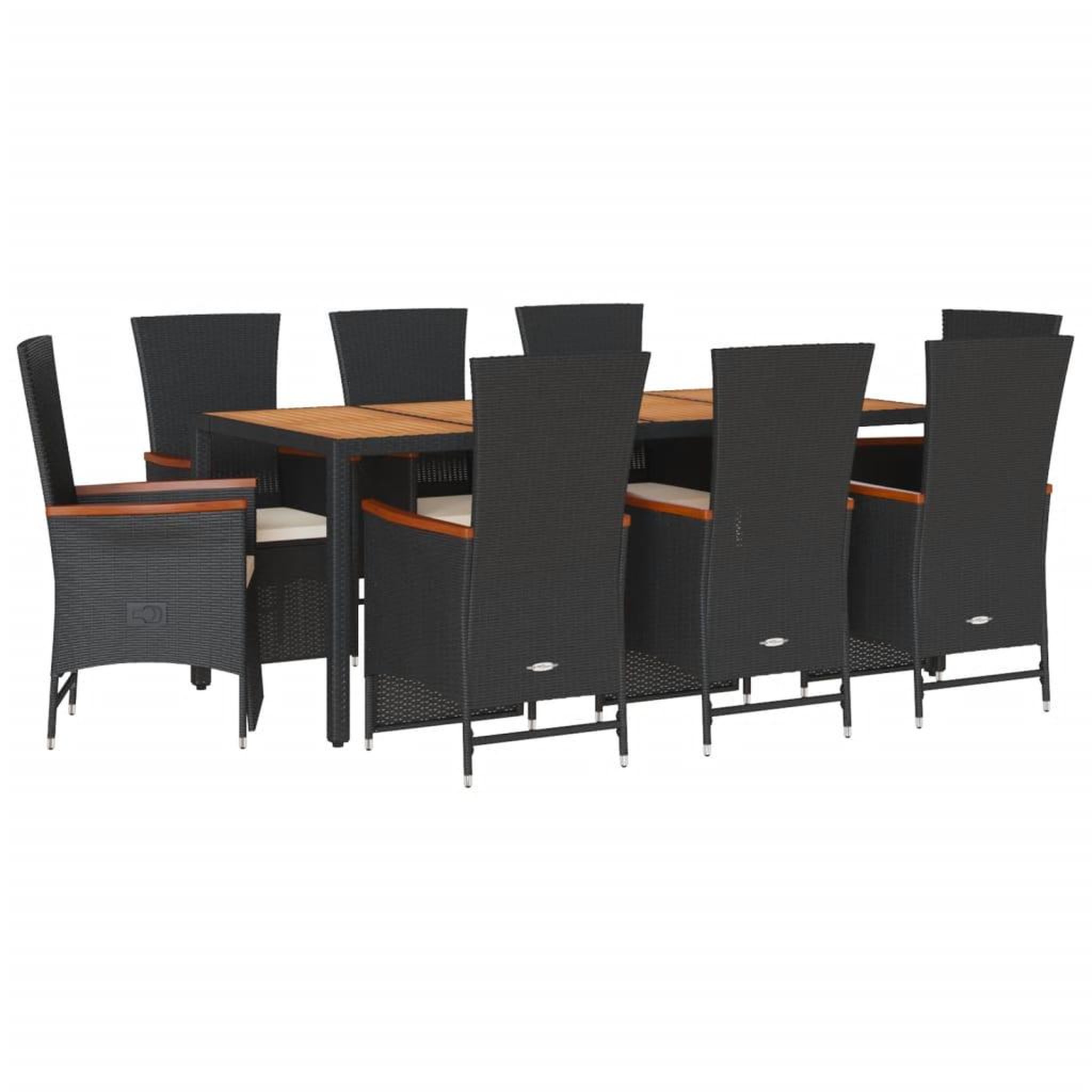Voir la diapositive 2 : VIDAXL Ensemble a manger de jardin 9pcs coussins noir resine tressee