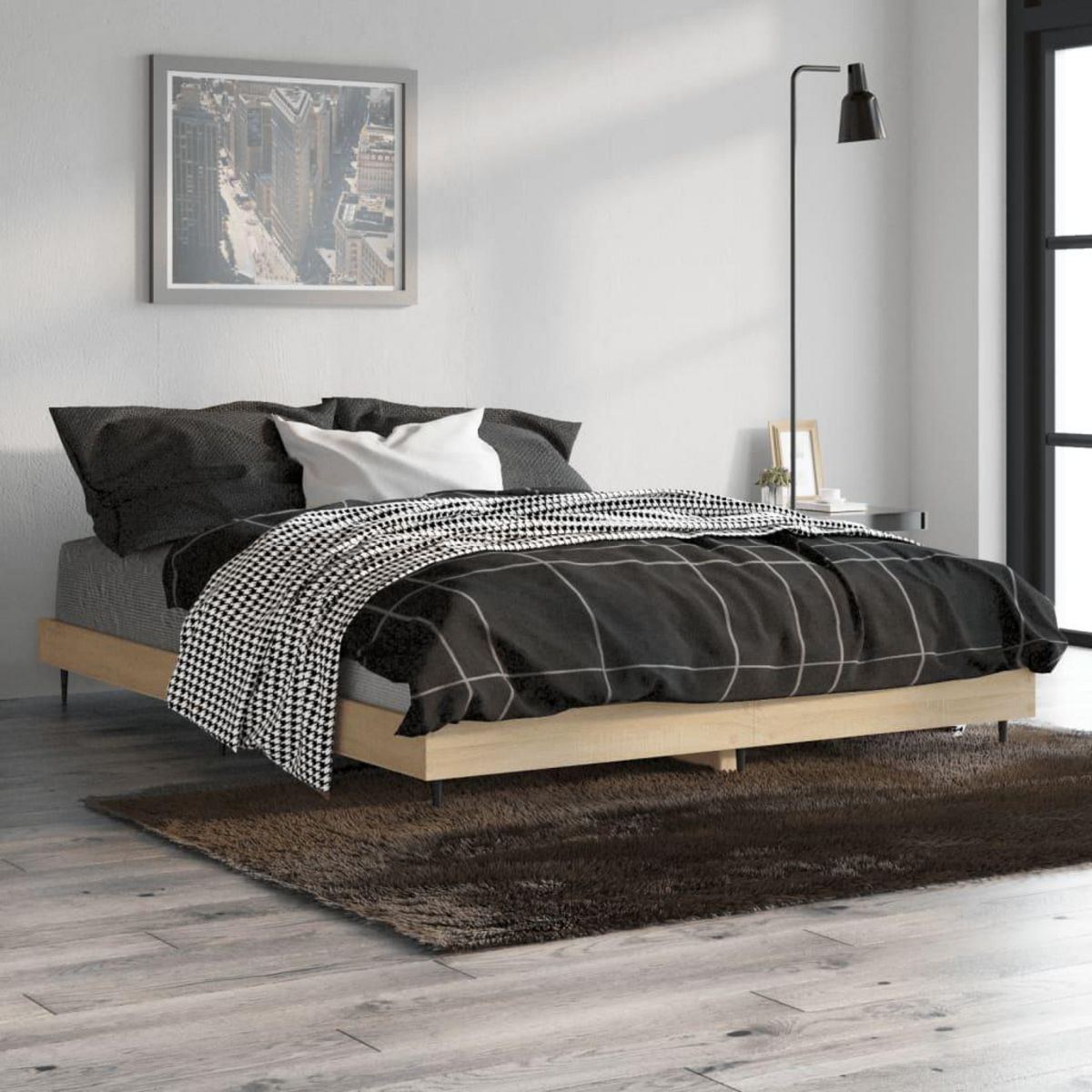 VIDAXL Cadre de lit sans matelas chene sonoma 140x190 cm