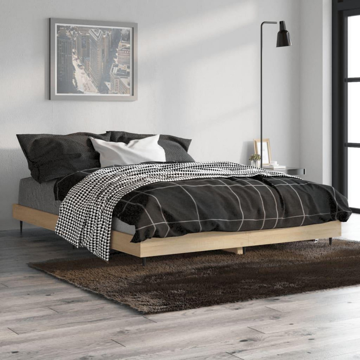 VIDAXL Cadre de lit sans matelas chene sonoma 140x190 cm