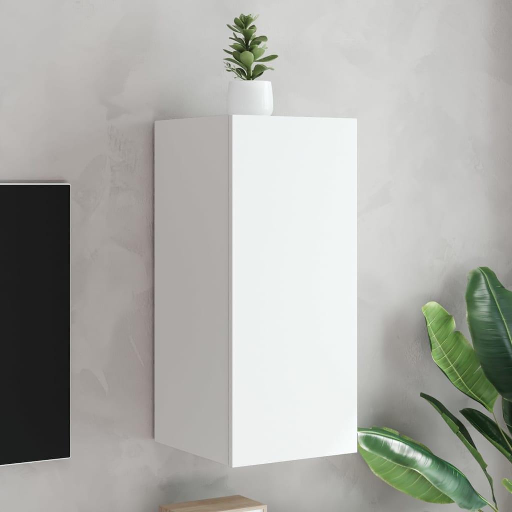 VIDAXL Meuble TV mural avec lumieres LED blanc 30,5x35x70 cm