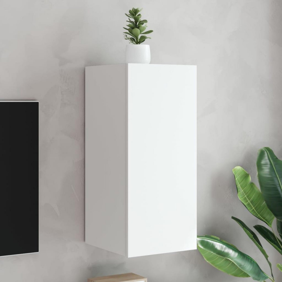 VIDAXL Meuble TV mural avec lumieres LED blanc 30,5x35x70 cm