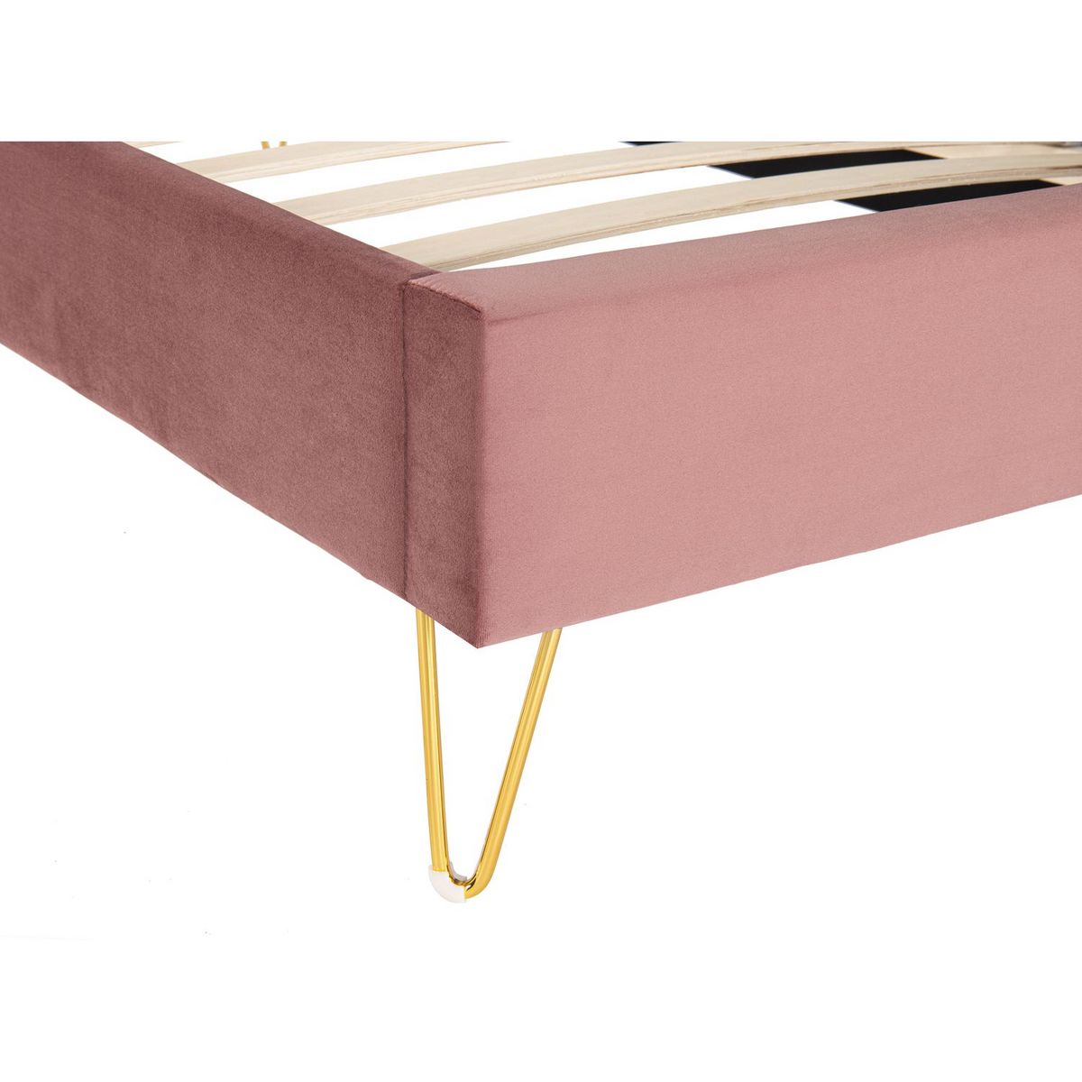 Lit avec sommier et tête de lit 90x190cm Tissu velours EMMA