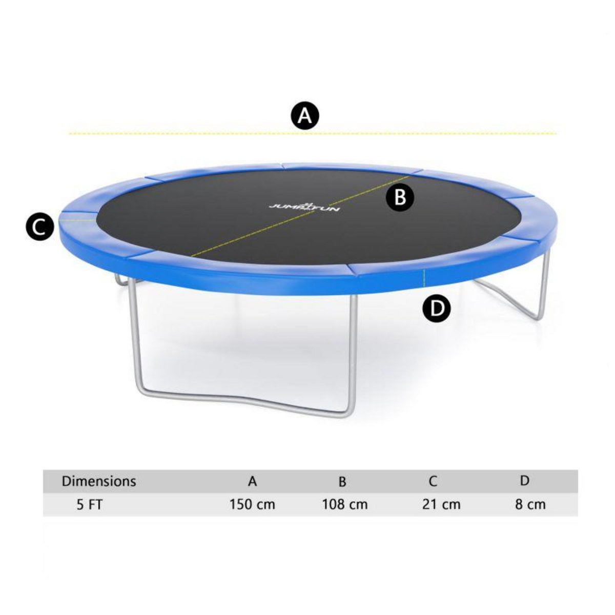 JUMP4FUN Coussin de rembourrage en PE pour Trampoline 5FT - 150cm - Bleu