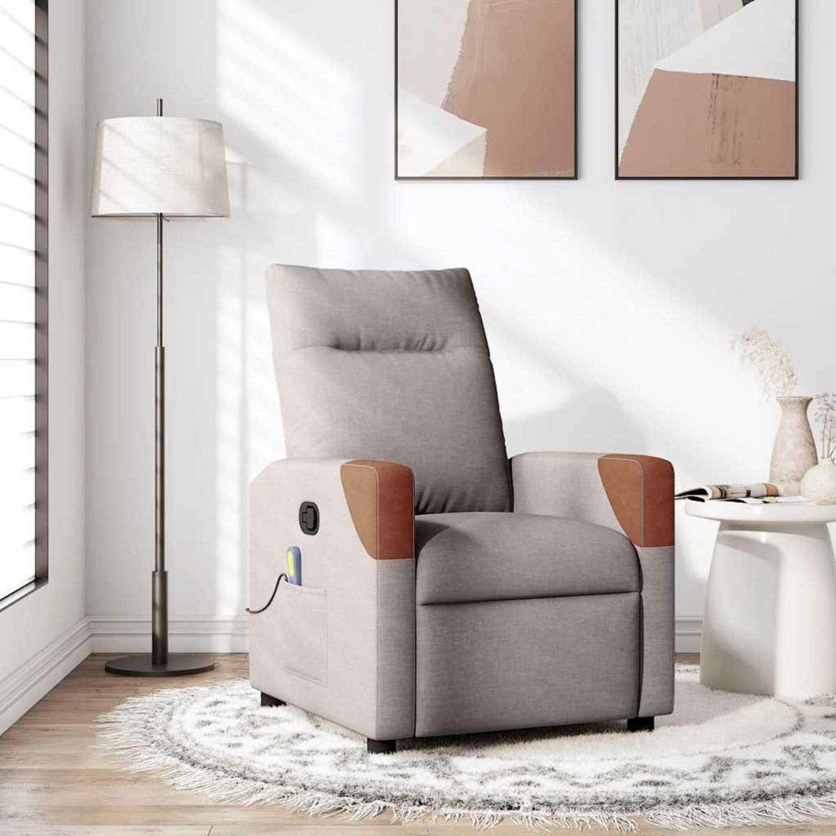 VIDAXL Fauteuil de massage inclinable Taupe Tissu