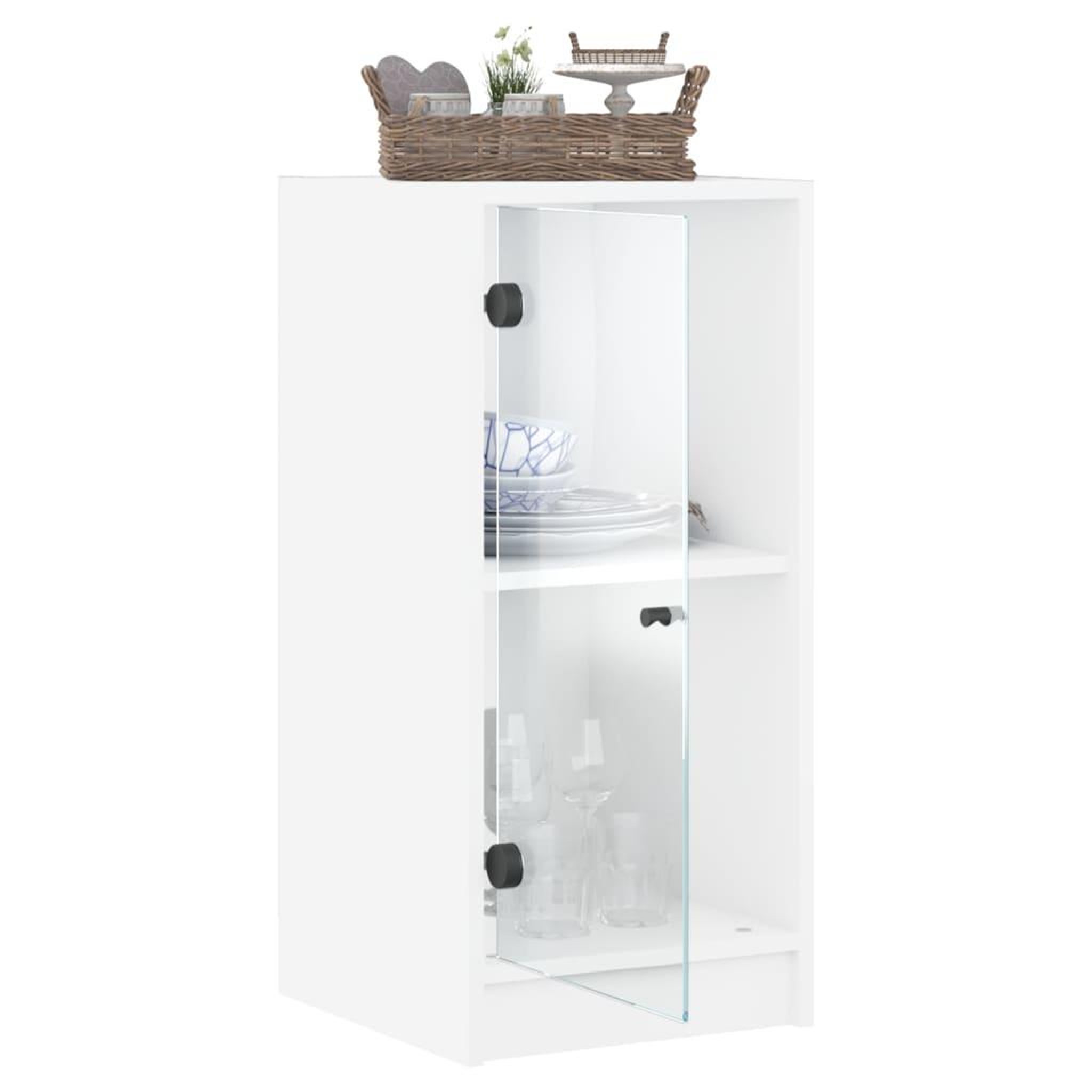 Voir la diapositive 5 : VIDAXL Armoire laterale avec portes en verre blanc 35x37x75,5 cm