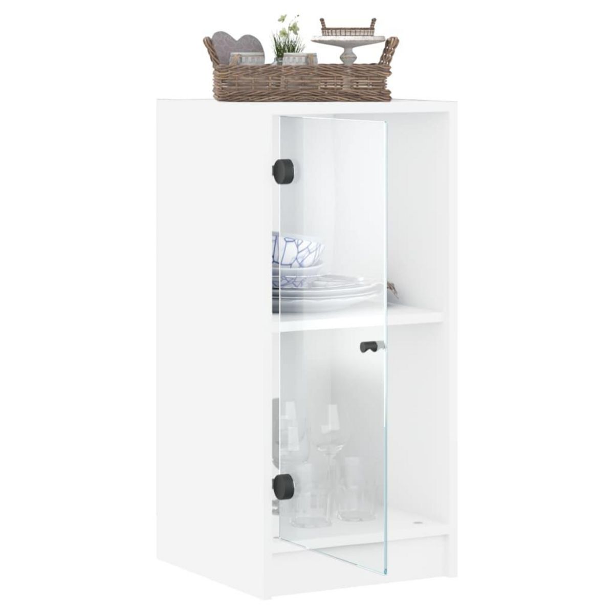 VIDAXL Armoire laterale avec portes en verre blanc 35x37x75,5 cm